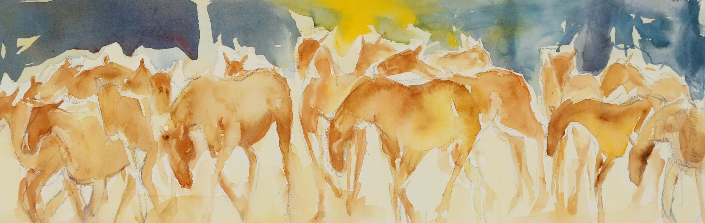  Running Storm, watercolor, SOLD 
