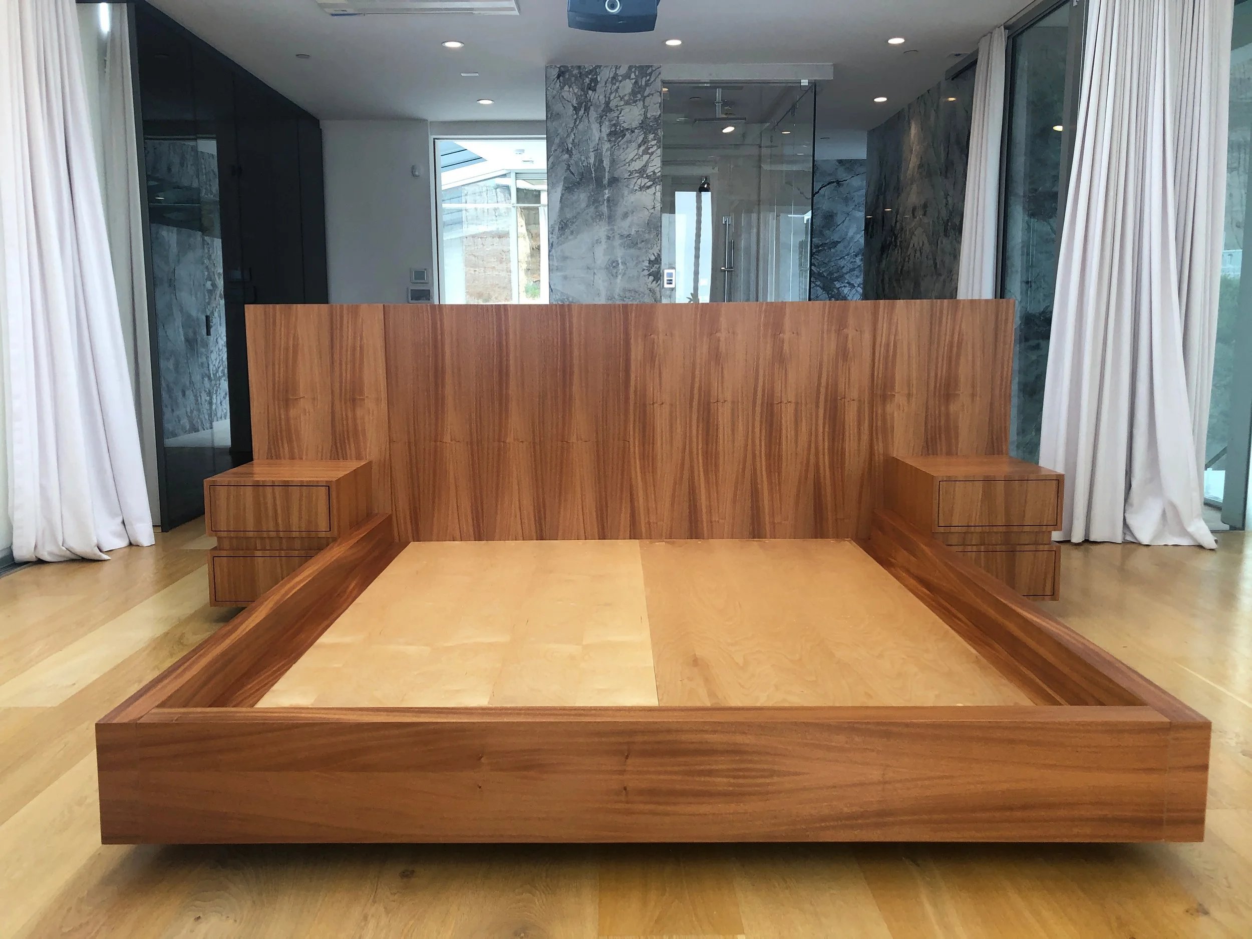 Master Bed veneered in Sapele Mahogany