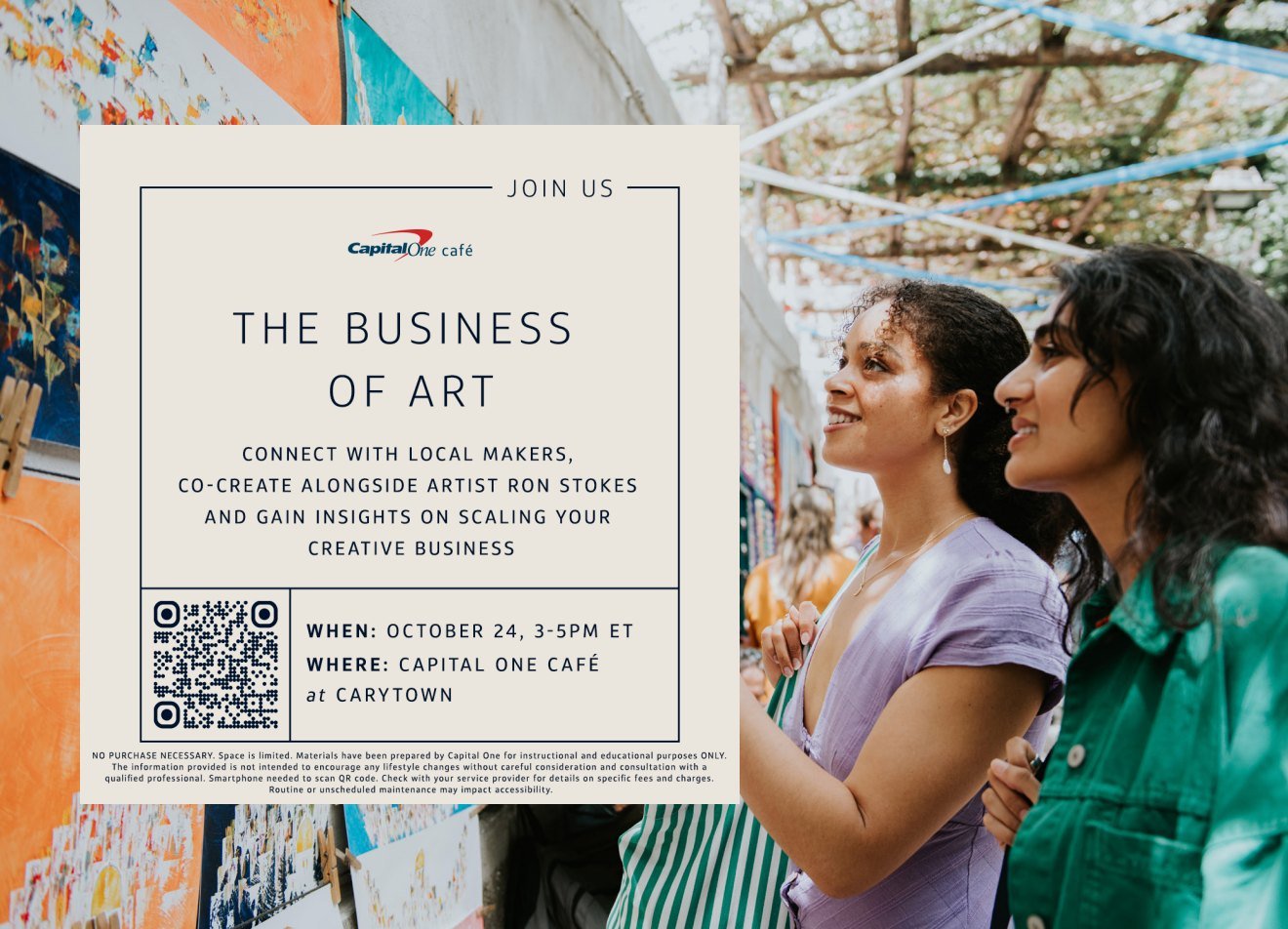 Ready to take your creative side-hustle to the next level? ⚡️

Join local artist Ron Stokes (@viewsbystokes ) and CultureWorks at the Capital One Caf&eacute; at Carytown on Saturday, October 24, from 3 to 5 p.m. ET for a free artoberVA celebration, T