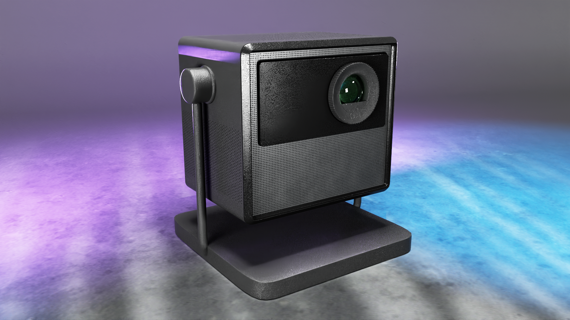 The projector model was part of a DLP technology video. I modeled it, in 10 hours, but it  was decided later to cut from the video.   My 3D animation, :36-:46, is a  dynamic simulation of how light is manipulated inside the DLP semiconductor chip. Cr