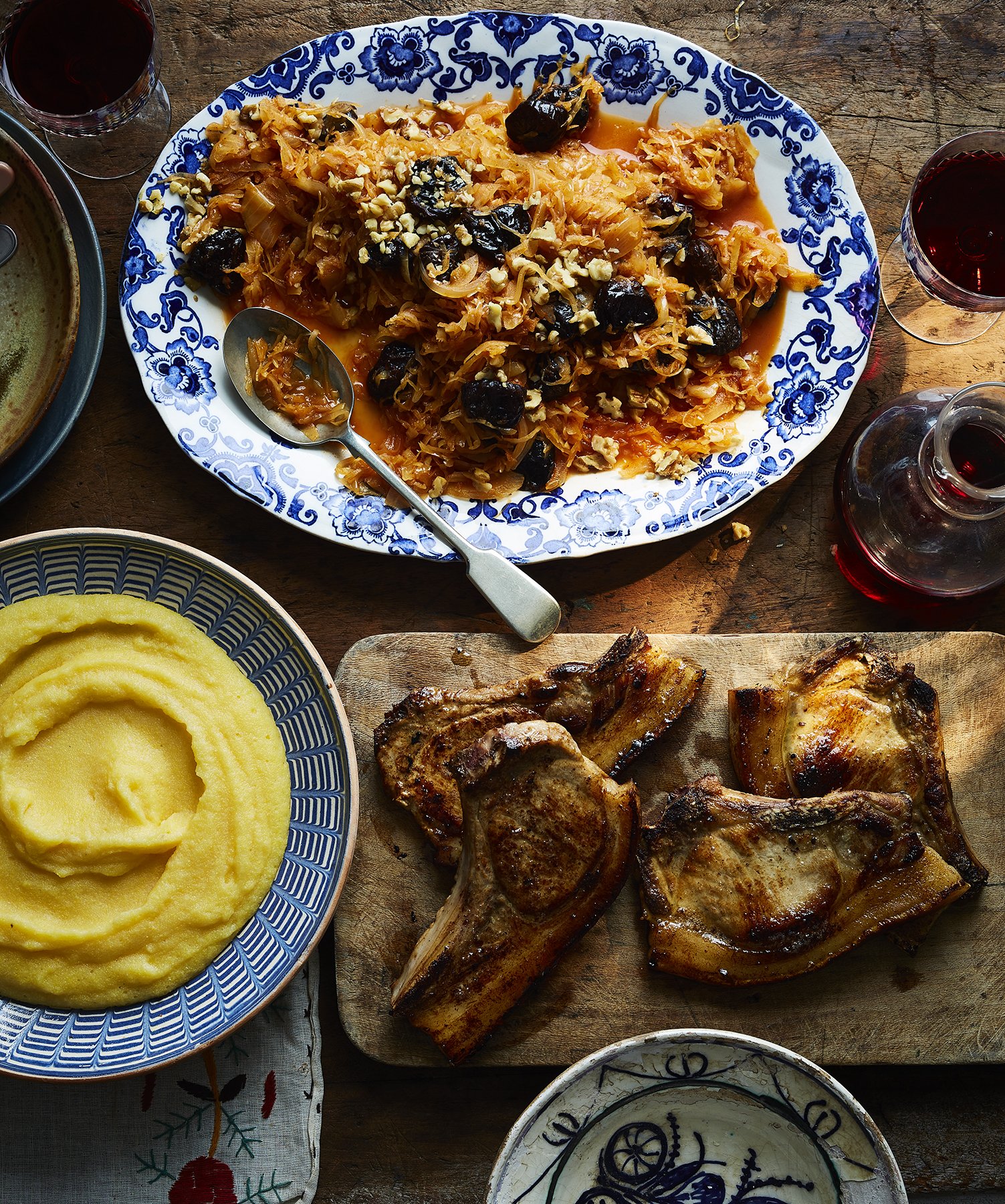 cabbage & prune stew with pan fried chops & soft polenta.jpg