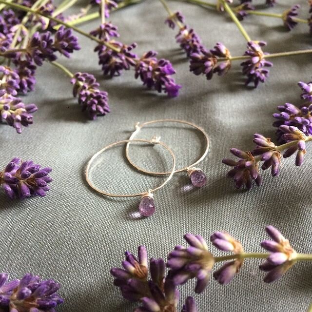 Lavender and amethyst have similar healing energies - both correspond to the third eye and crown chakras and are aligned with soothing the nervous system and cleansing negative energies. Throughout my lavender harvest I've been wearing these delicate