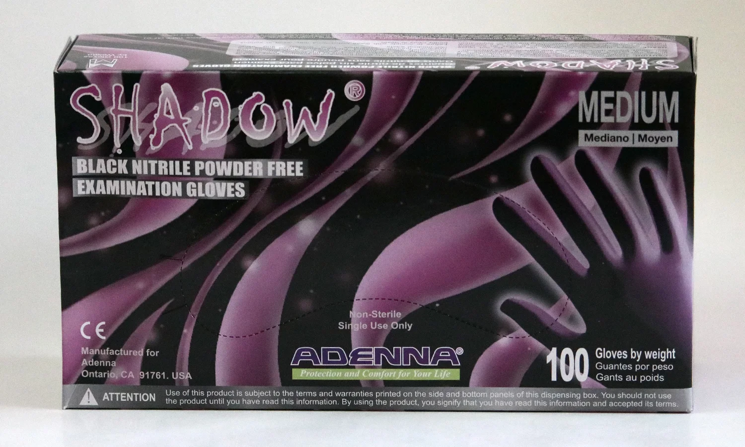 ADENNA SHADOW BLACK POWDER FREE NITRILE GLOVES