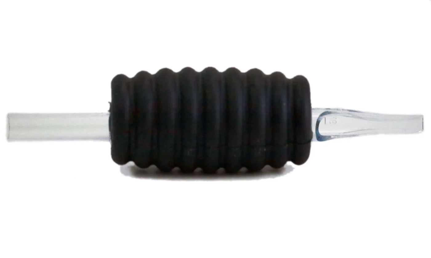 BEZTAT 1" MAGNUM TIP DISPOSABLE GRIP TUBES- BLACK JUMBO RIB