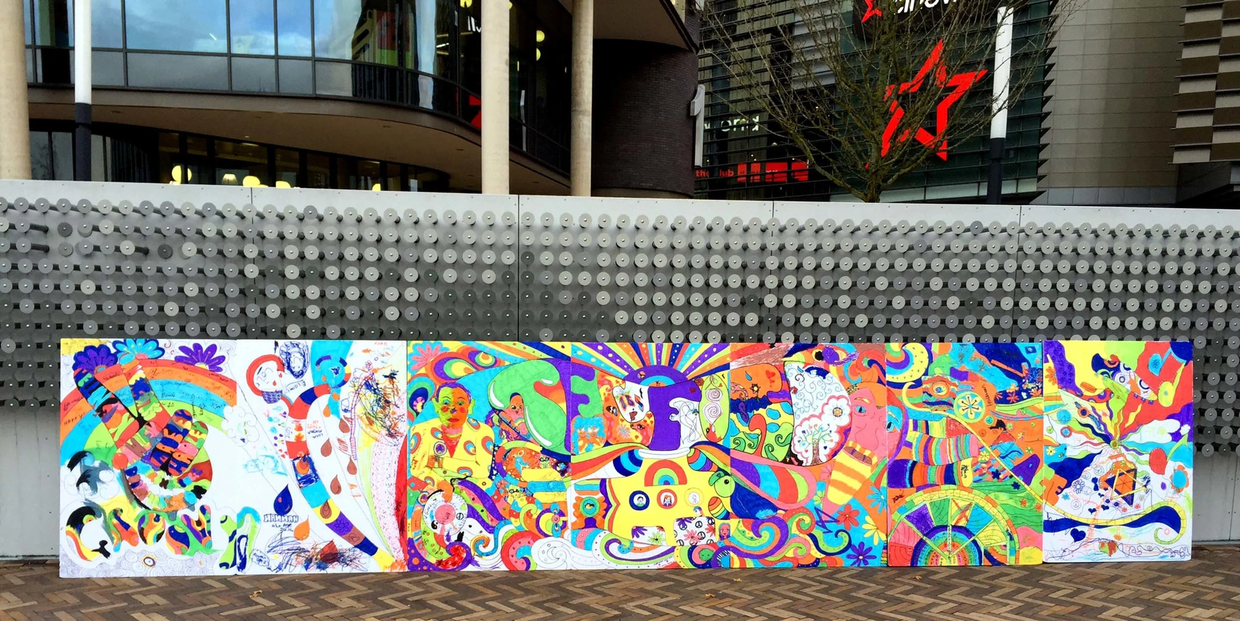Telford Big Draw mural - half way point