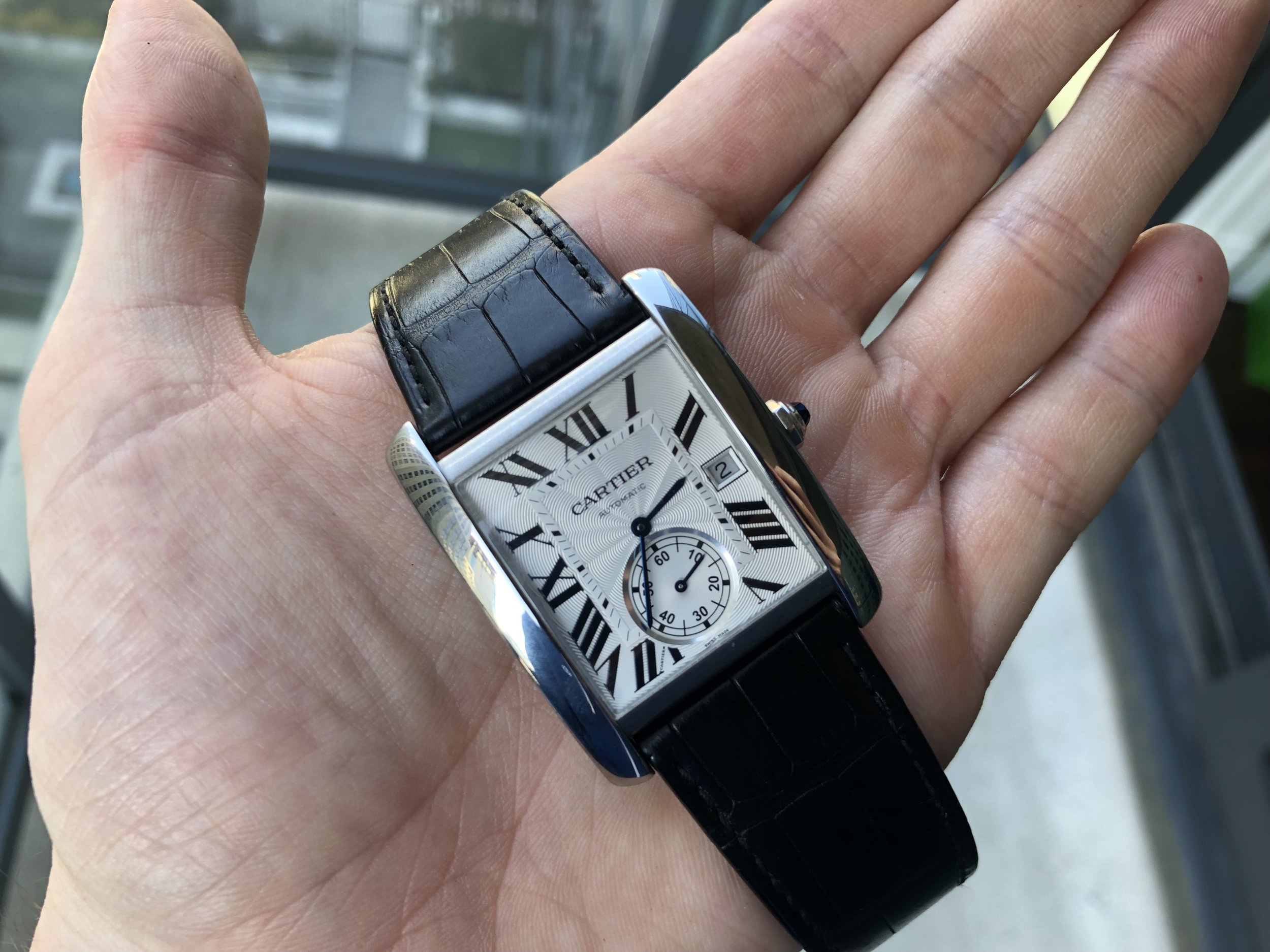 cartier tank mc on wrist