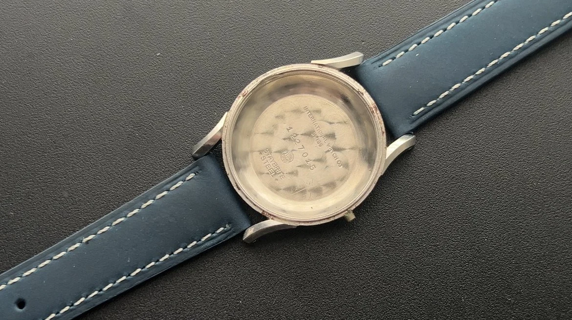 IWC Cal 85 time only steel bombe lugs photo 6.JPG