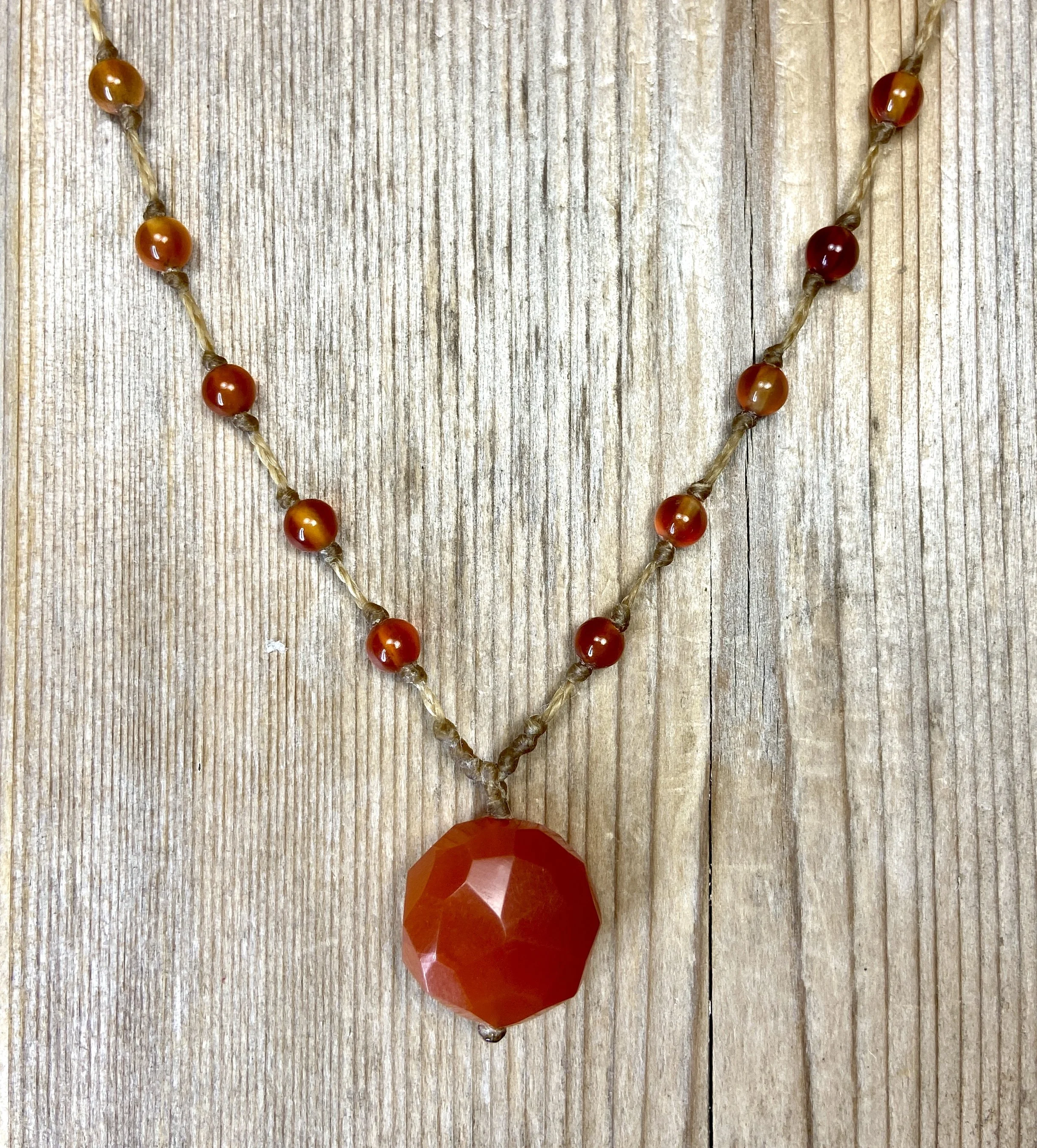 19" carnelian multi-stone necklace with pendant $80