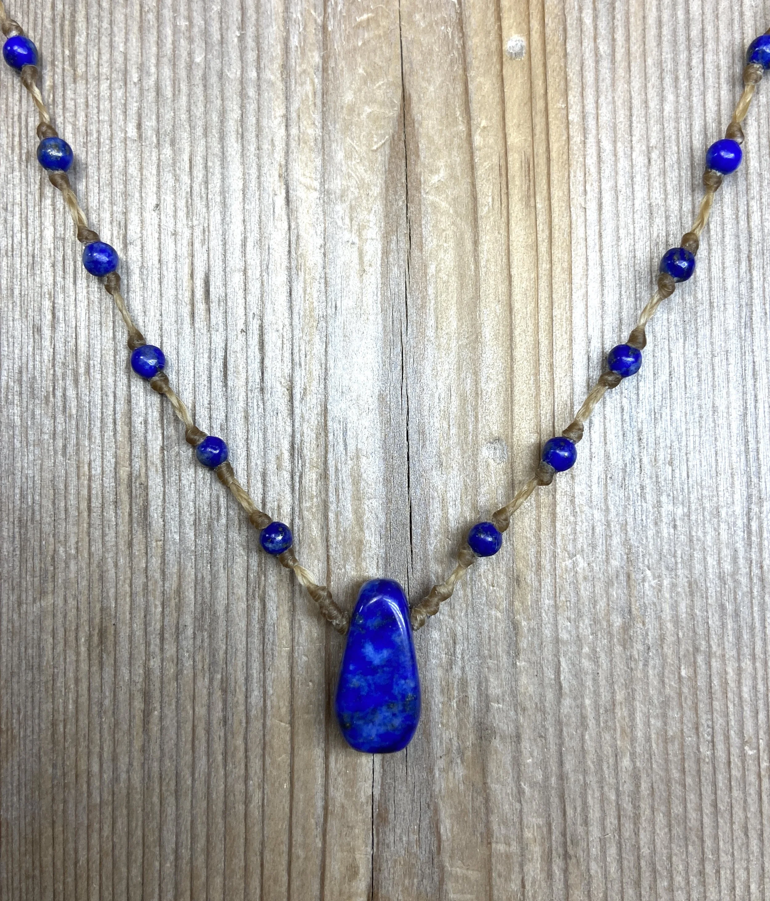 18" lapis lazuli multi-stone necklace with pendant $80