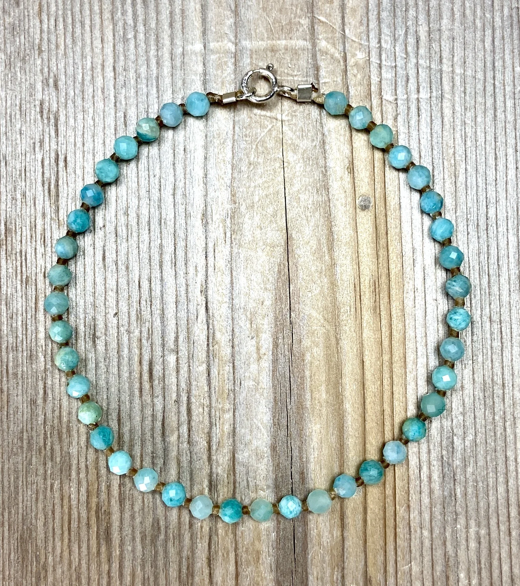 7" amazonite knotted multi-stone bracelet $60