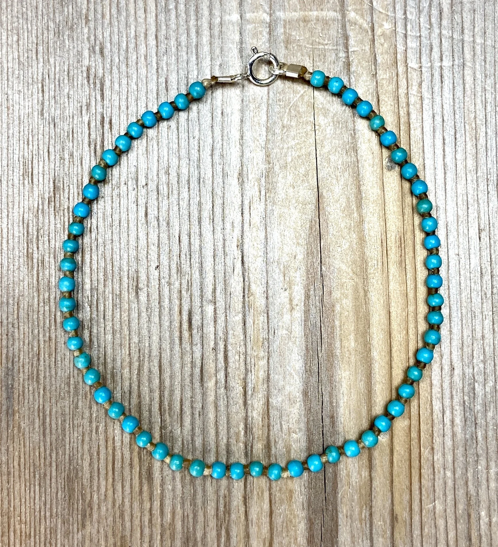7" turquoise knotted multi-stone bracelet $60