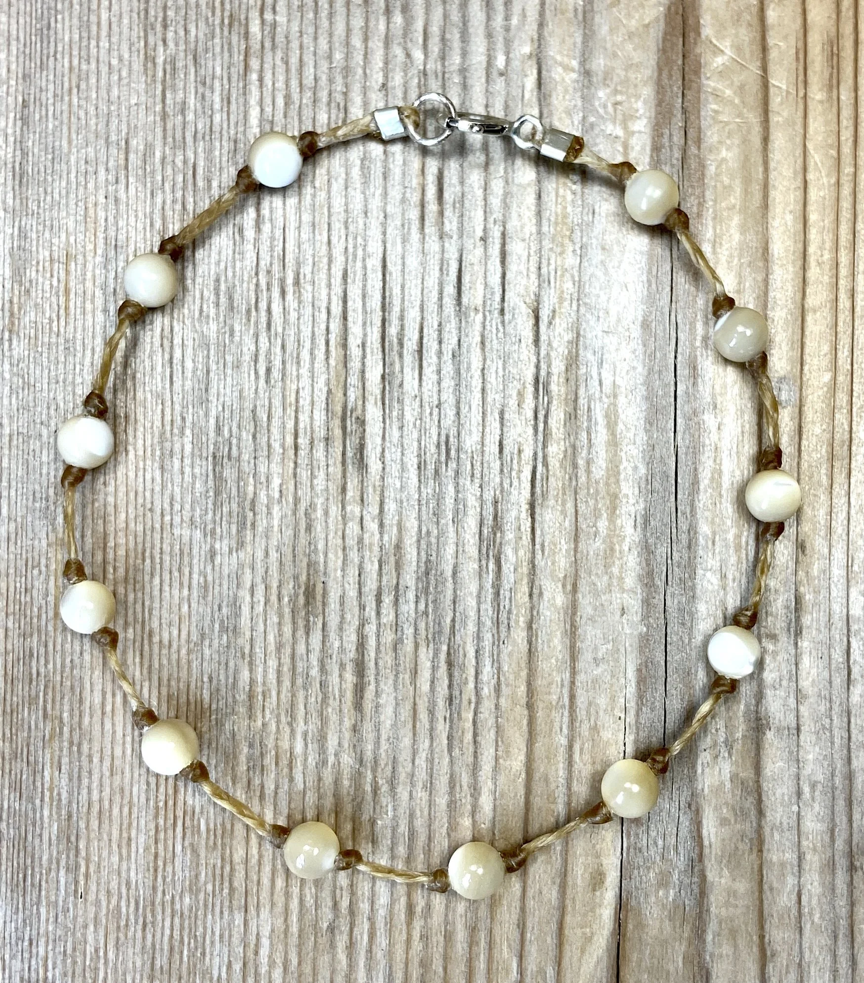 7" golden mother of pearl multi-stone bracelet $40