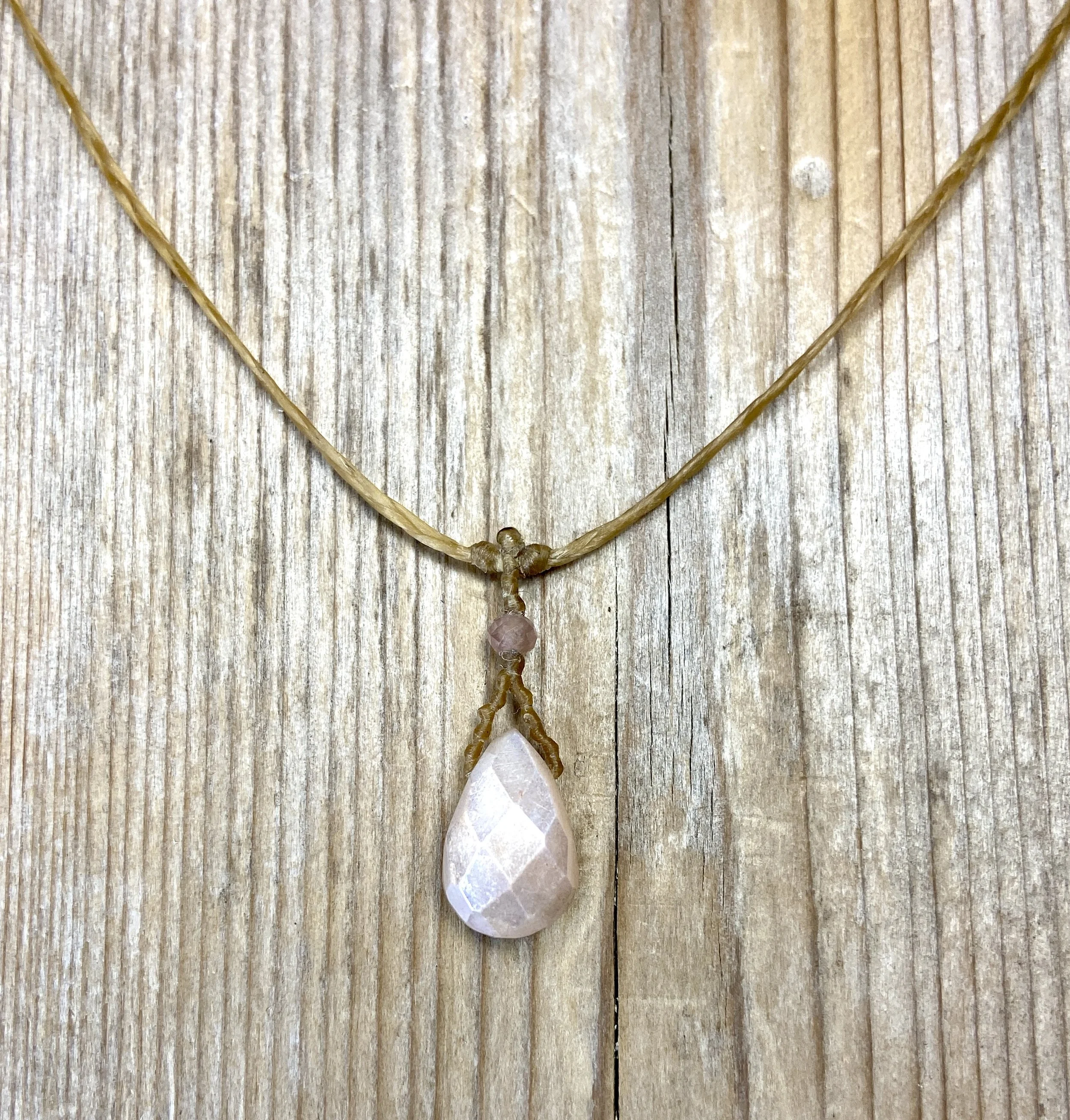 17" peach moonstone/tourmaline necklace $48