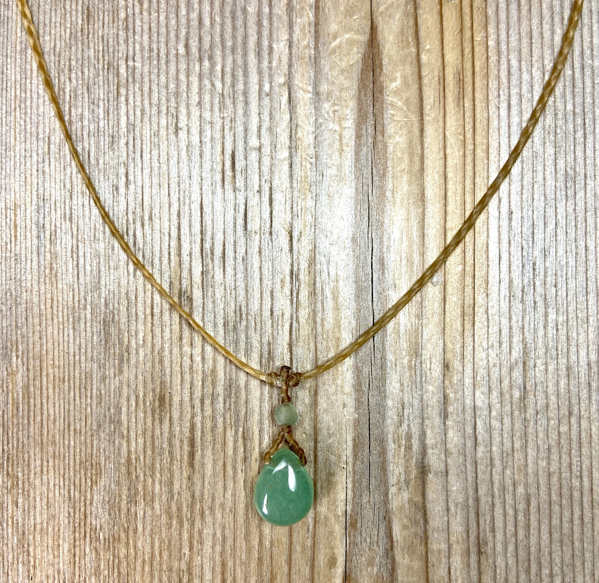 17" green aventururine drop necklace $48
