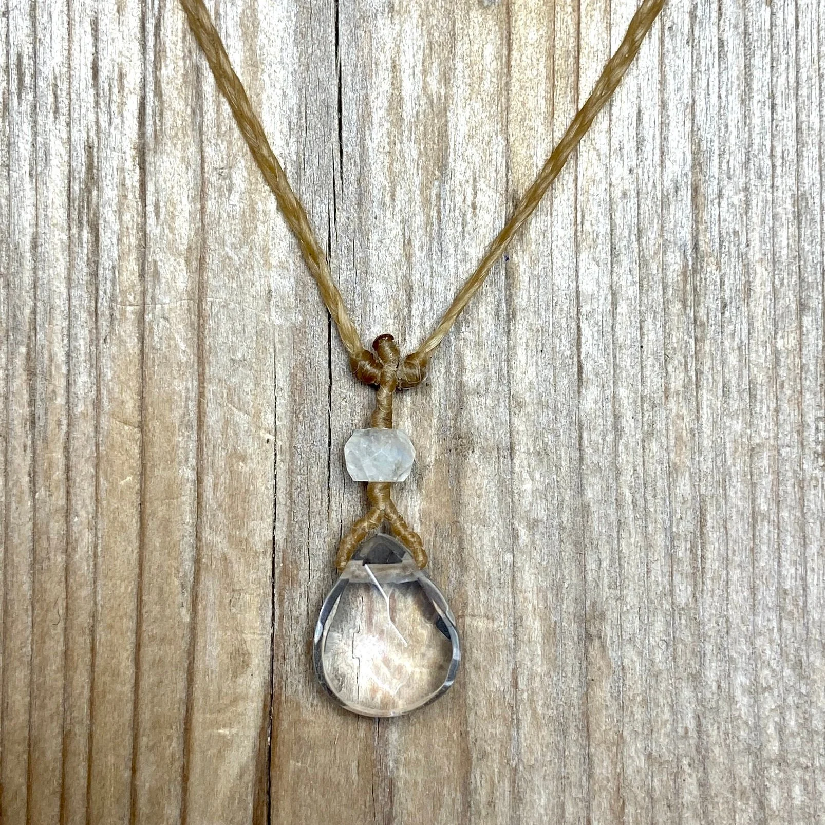 17" clear quartz/moonstone necklace $48