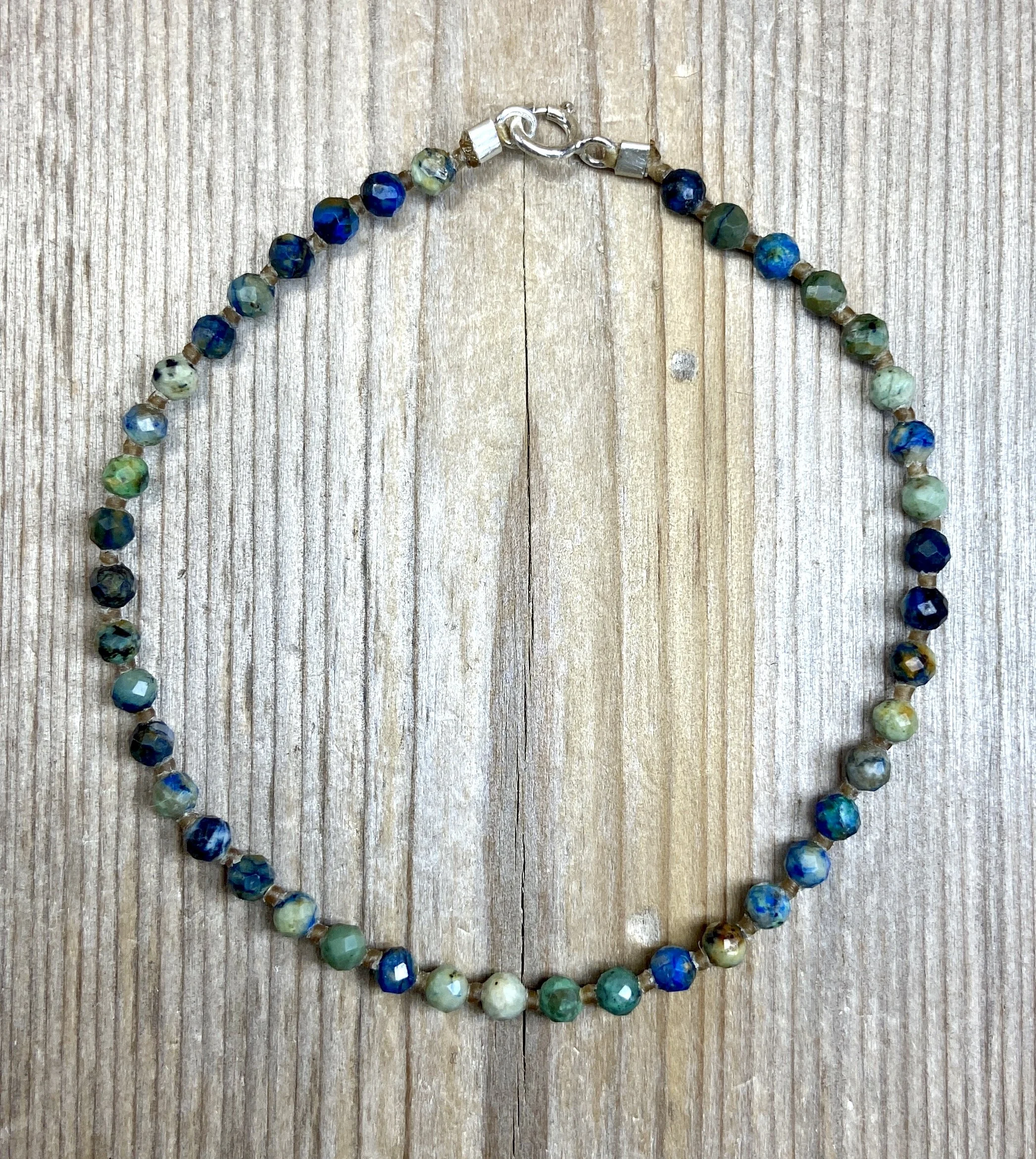 7" azurite knotted multi-stone bracelet $60