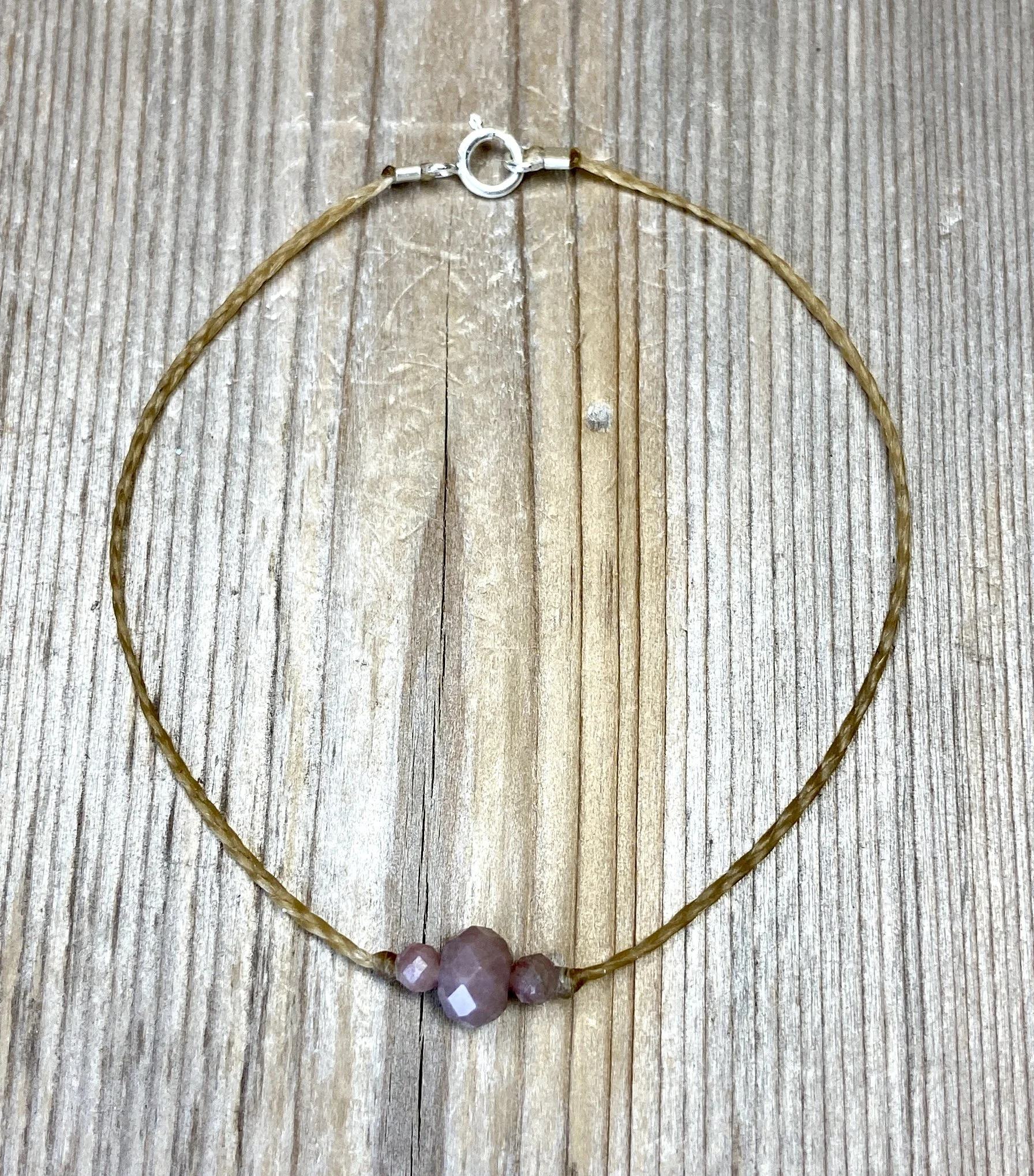 7" pink opal/tourmaline tri-stone bracelet $28