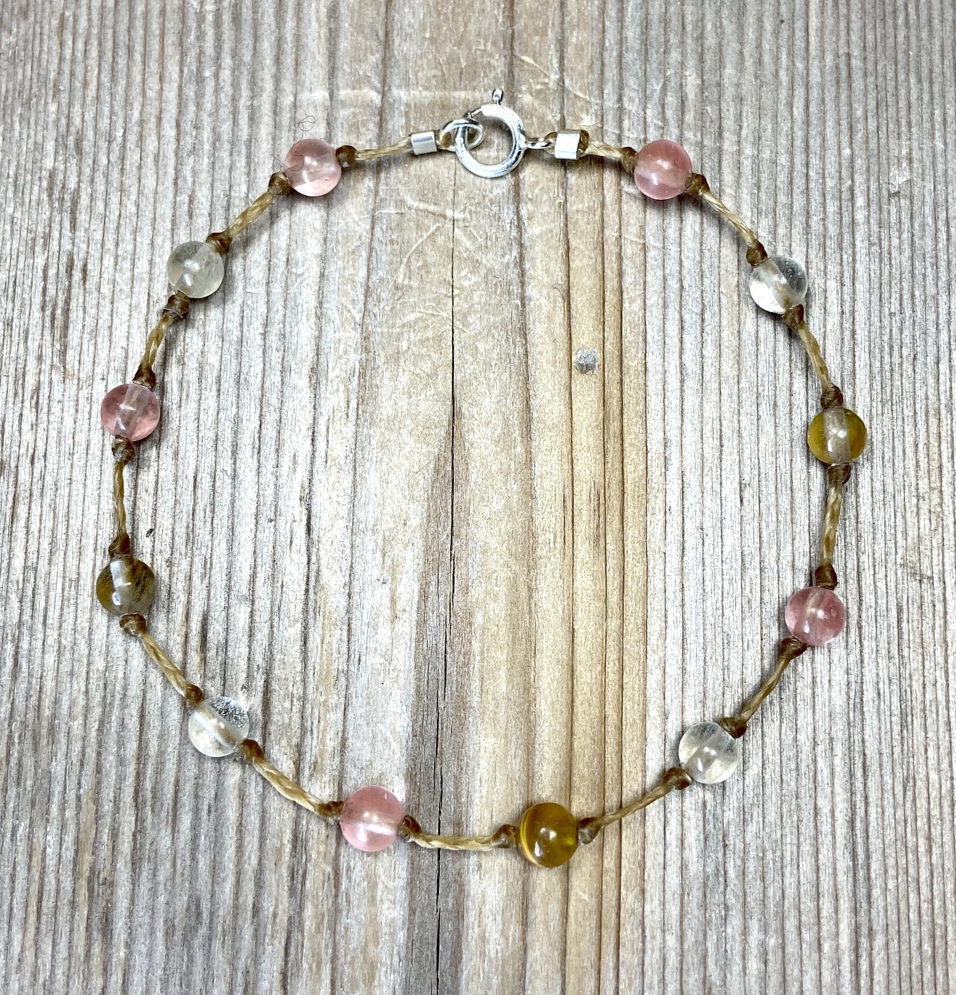 7" fire cherry quartz multi-stone bracelet $40