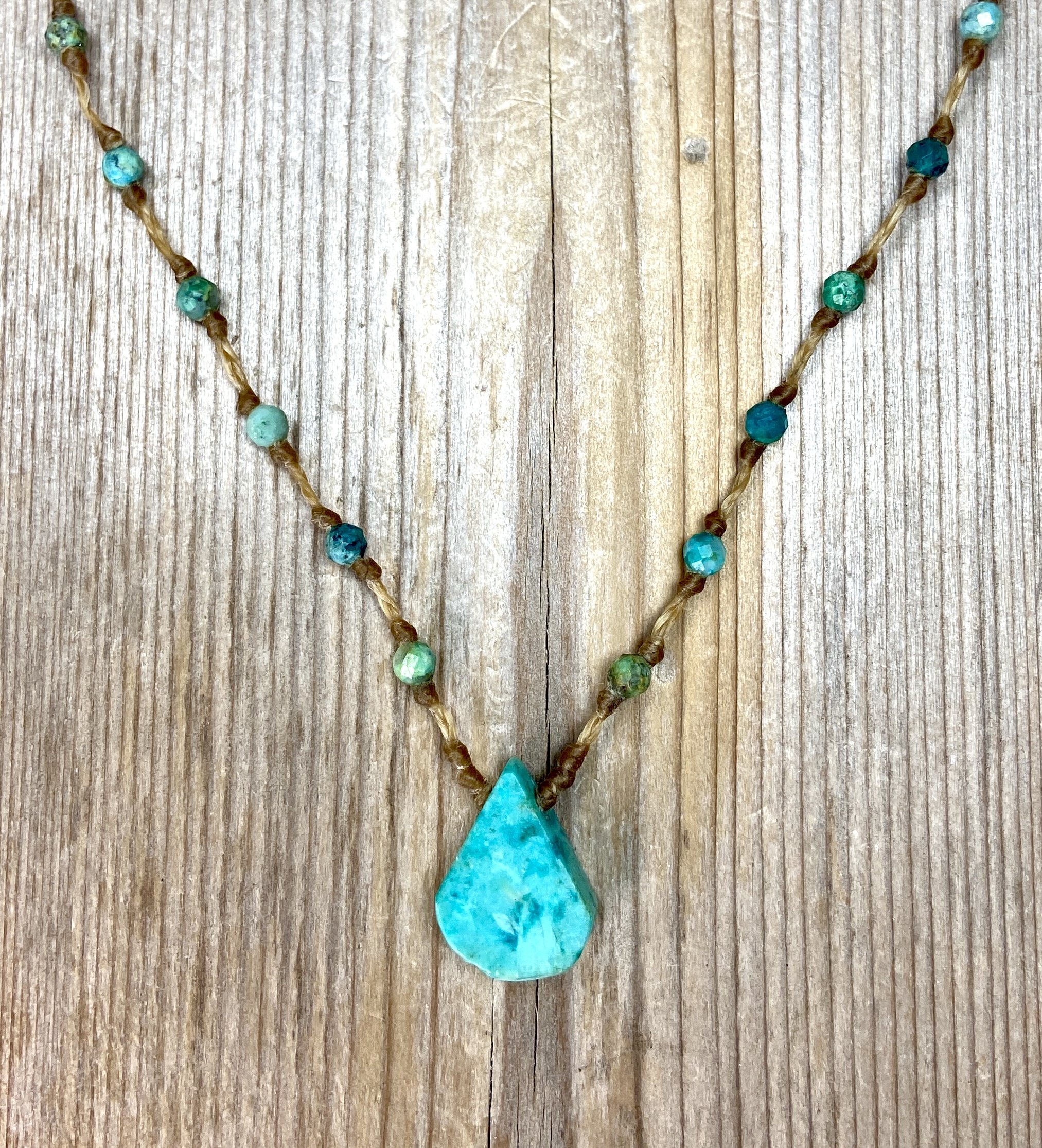18" crysocolla multi-stone necklace with peruvian turquoise pendant $80