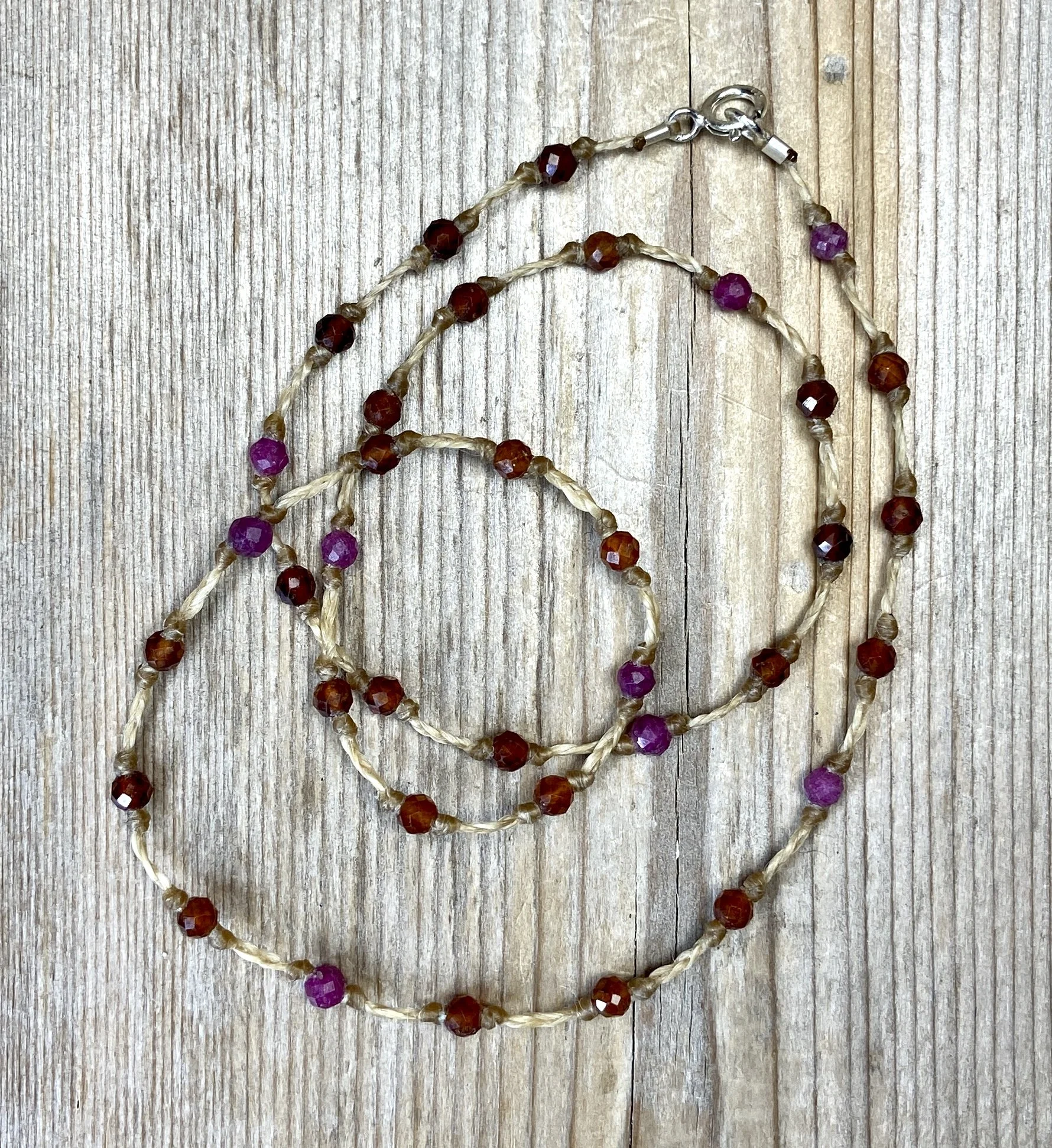 16" orange garnet/ruby multi-stone necklace $70