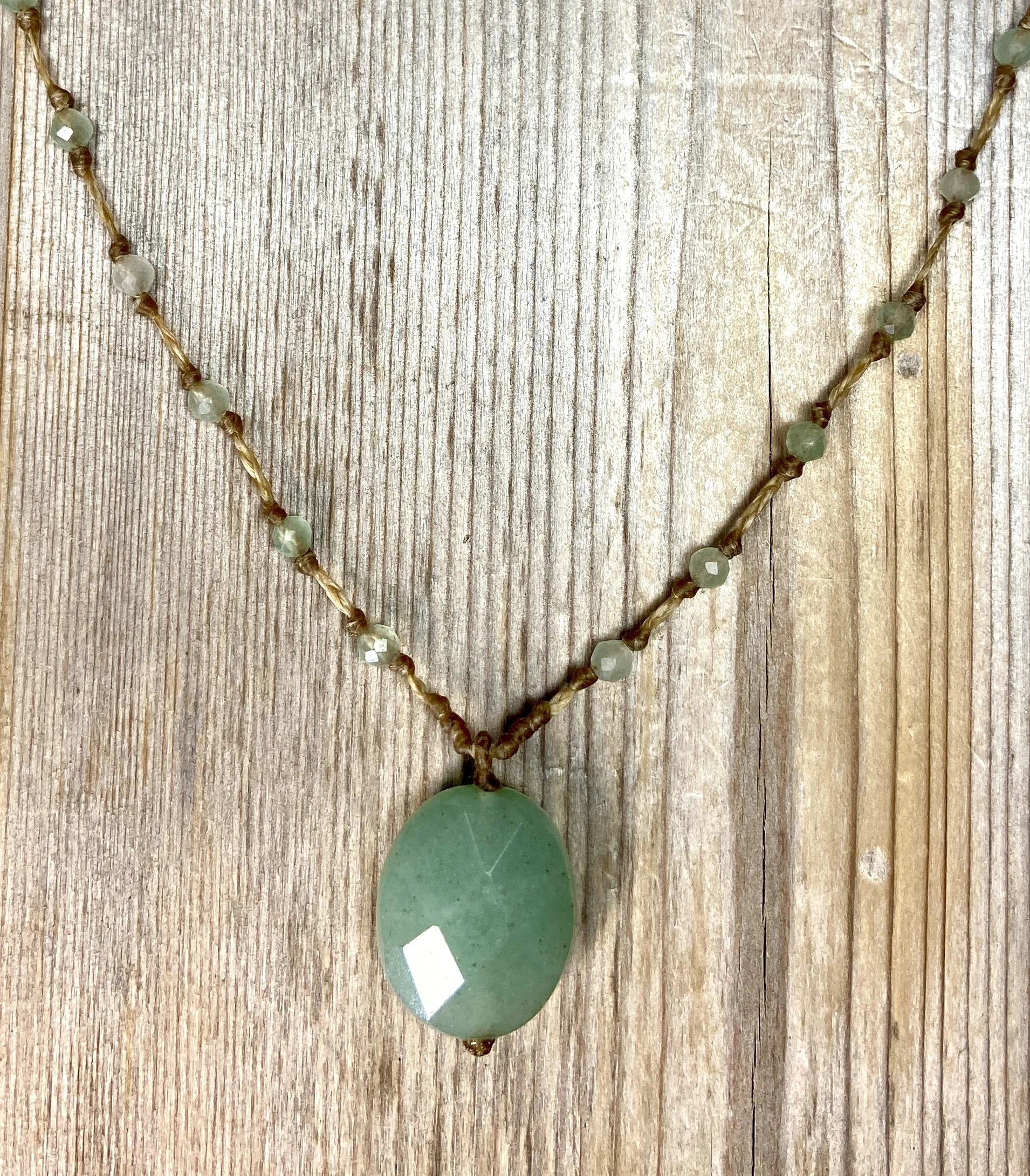 19" green aventurine multi-stone necklace with pendant $80