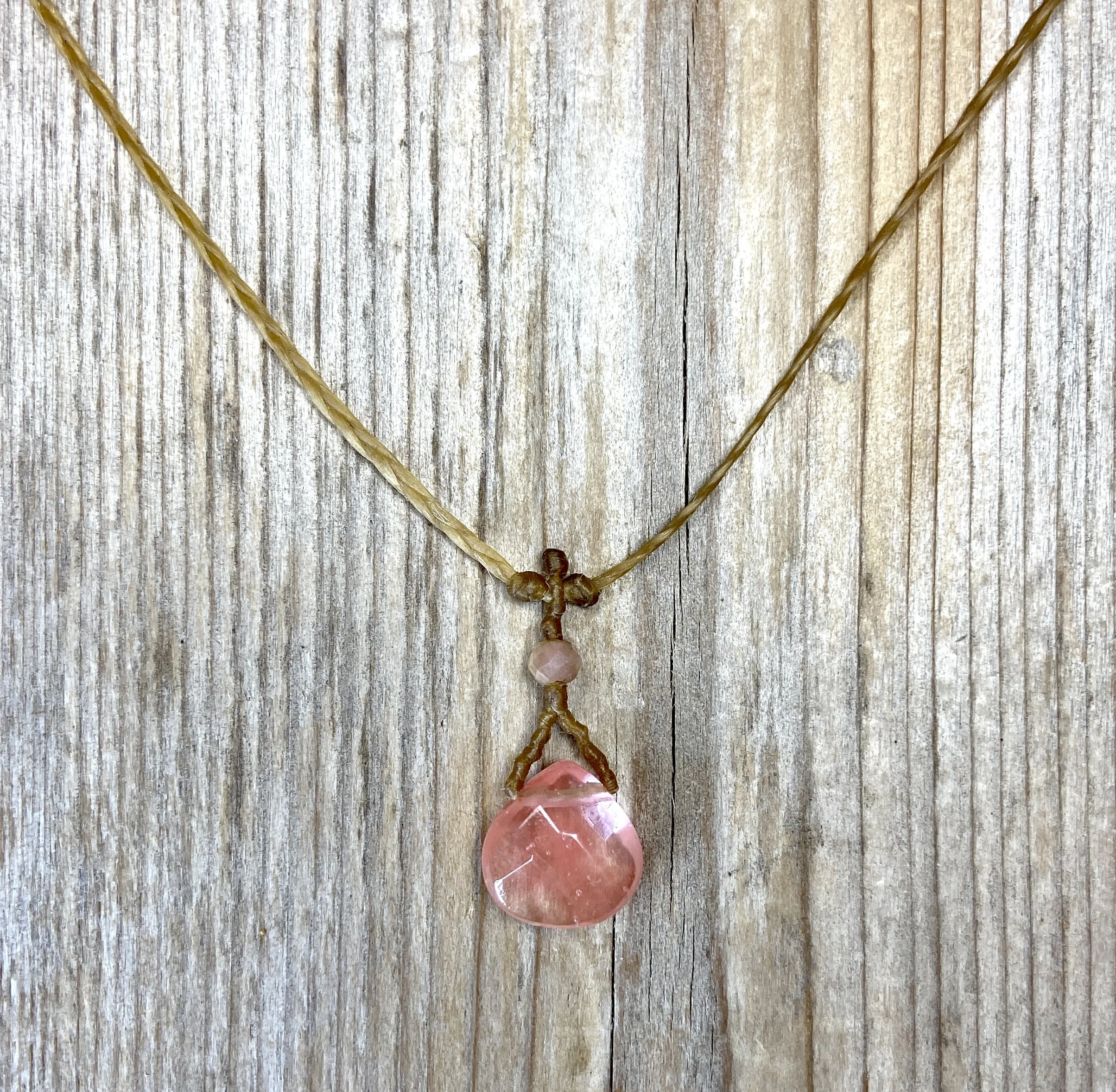 17" cherry quartz/tourmaline drop necklace $48