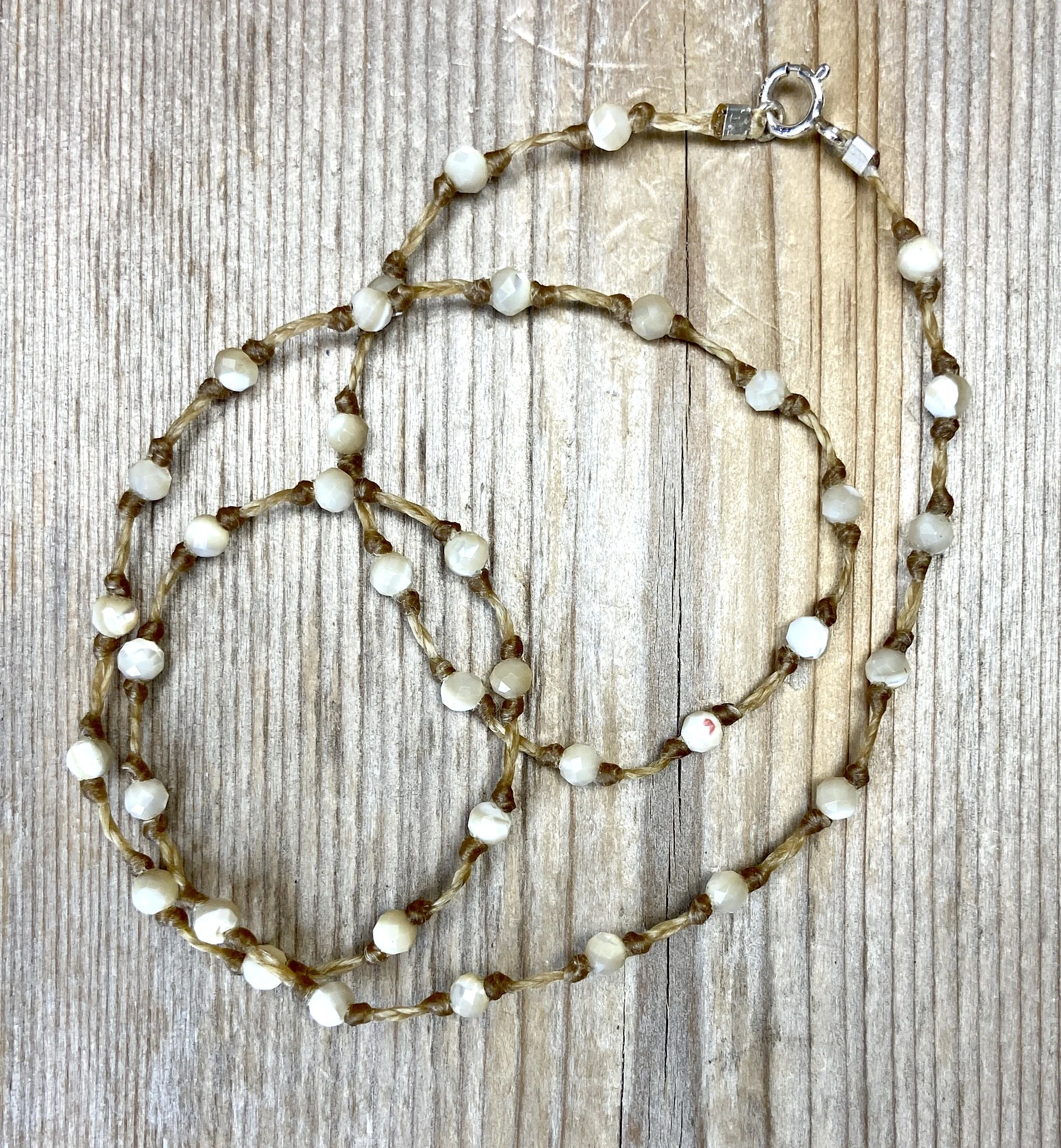 16" golden mother of pearl multi-stone necklace $70