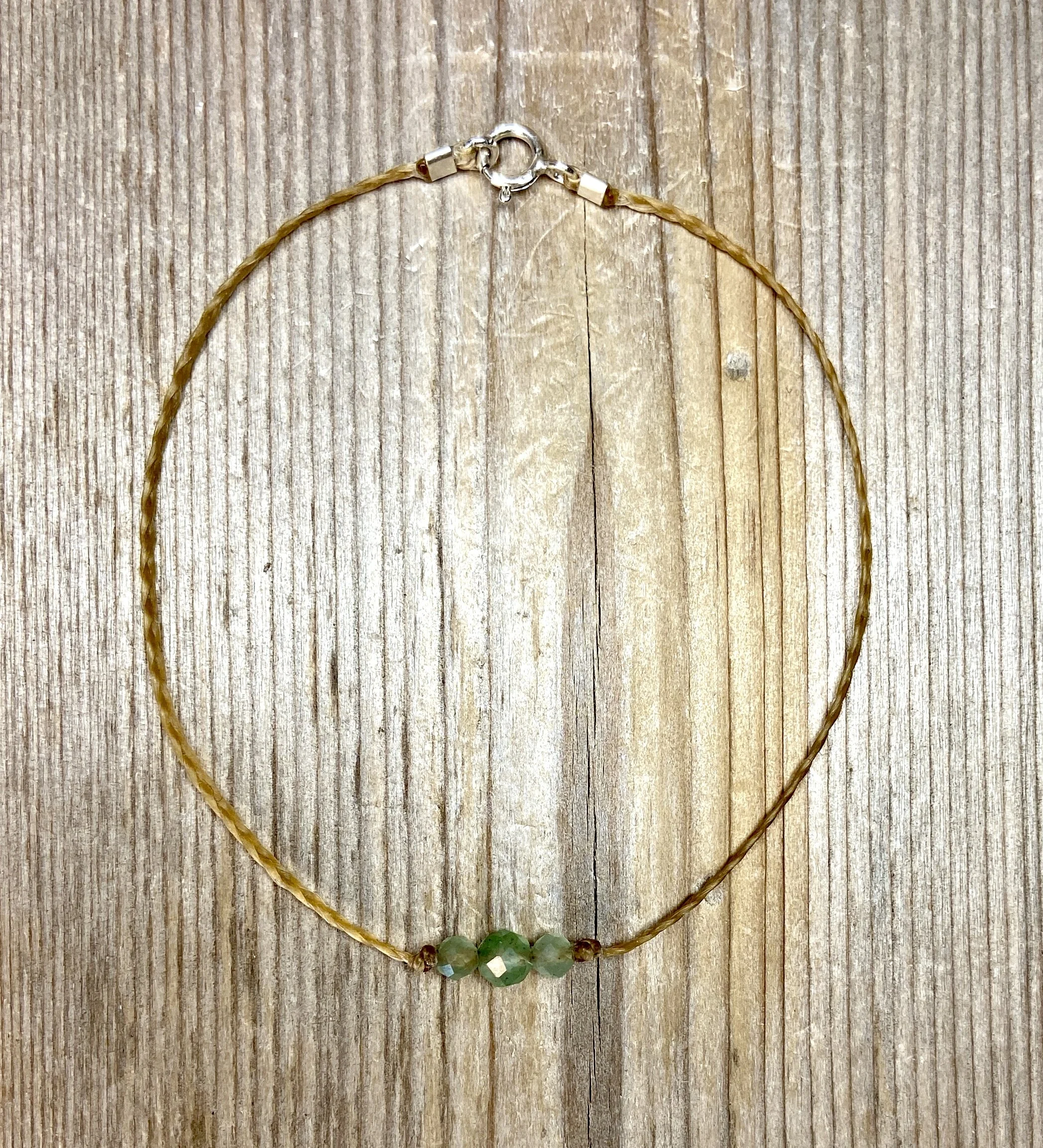 7" green aventurine tri-stone bracelet $28