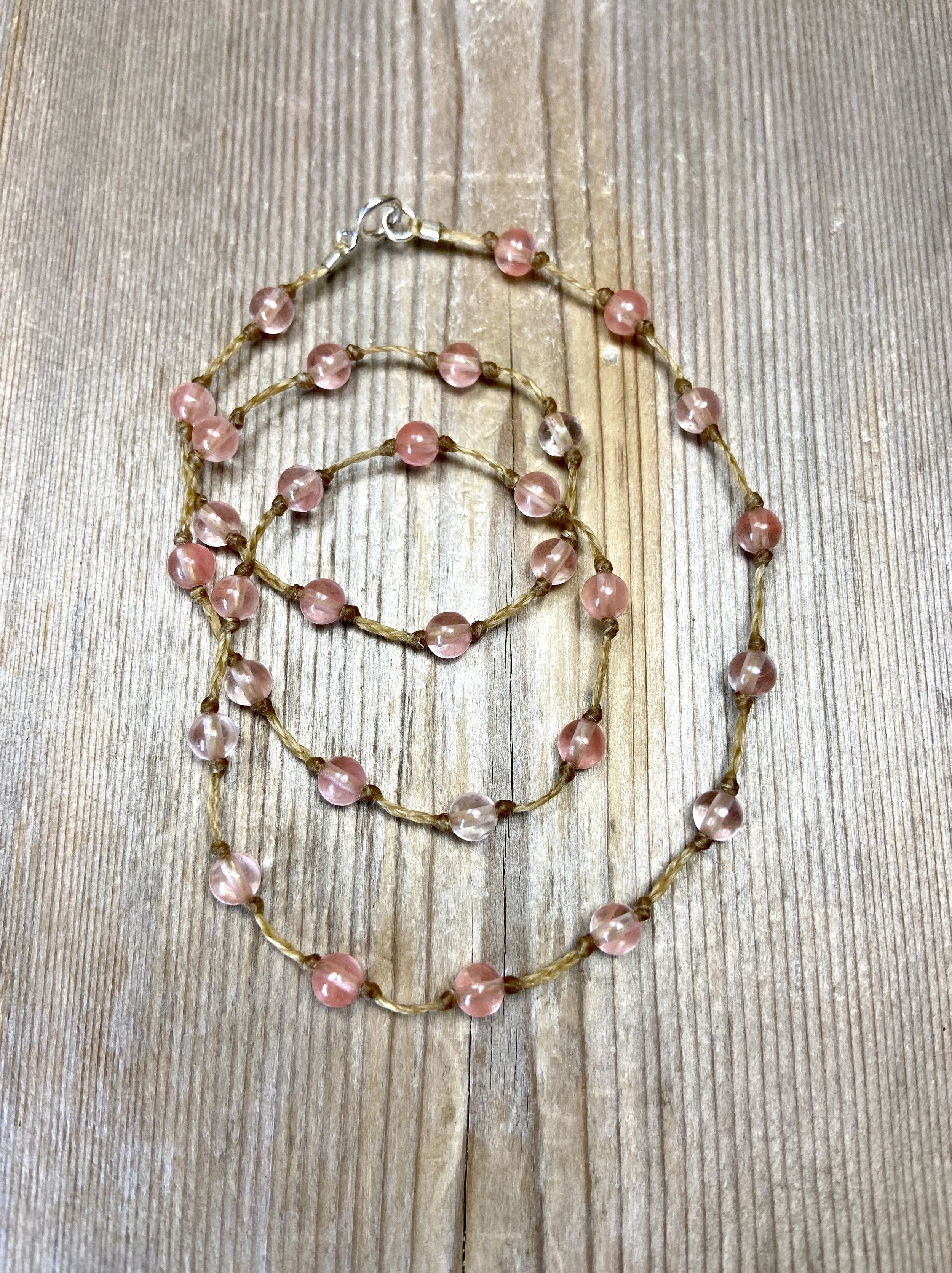 18" cherry quartz multi-stone necklace $70