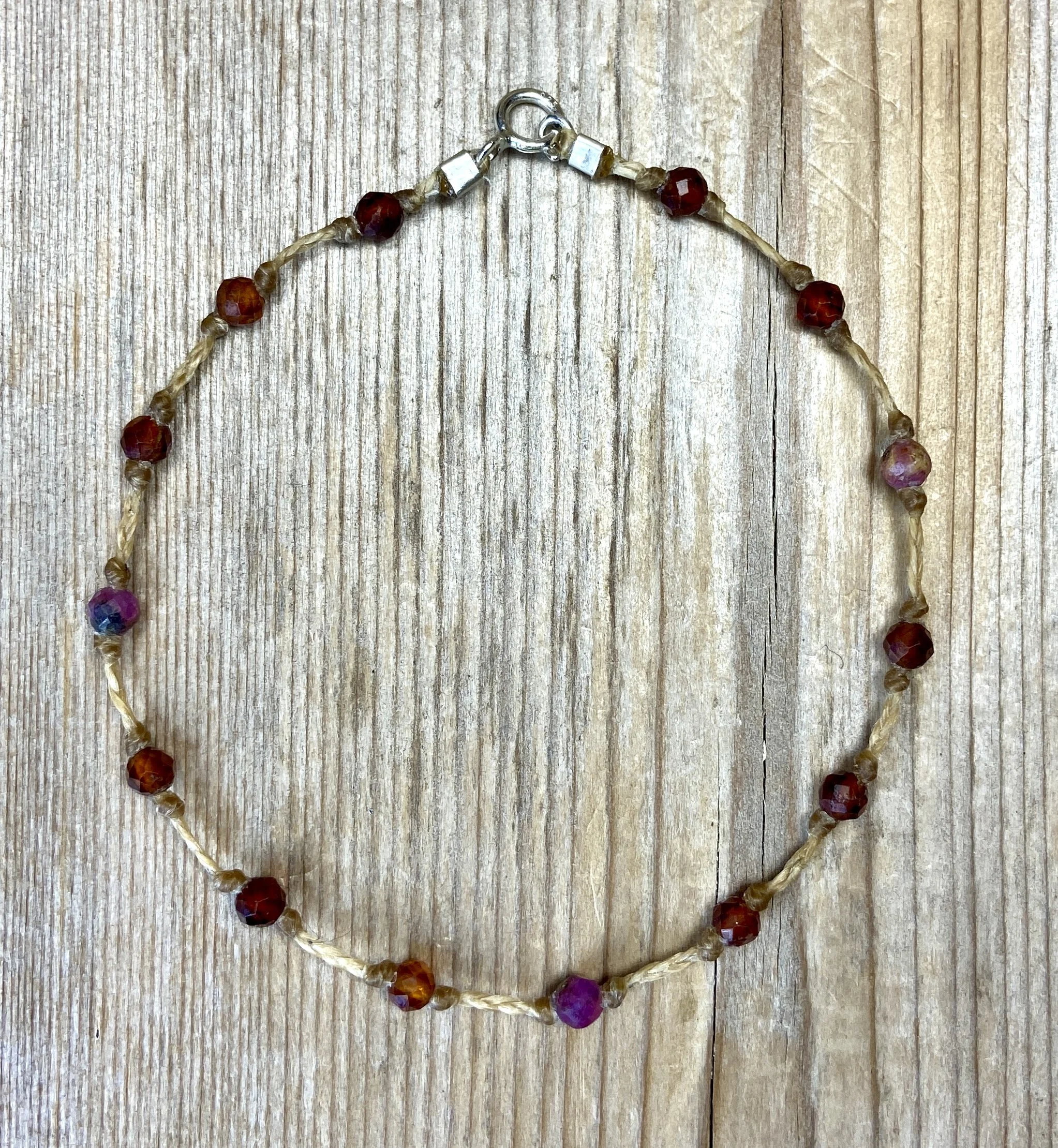 7" orange garnet/ruby multi-stone bracelet $45