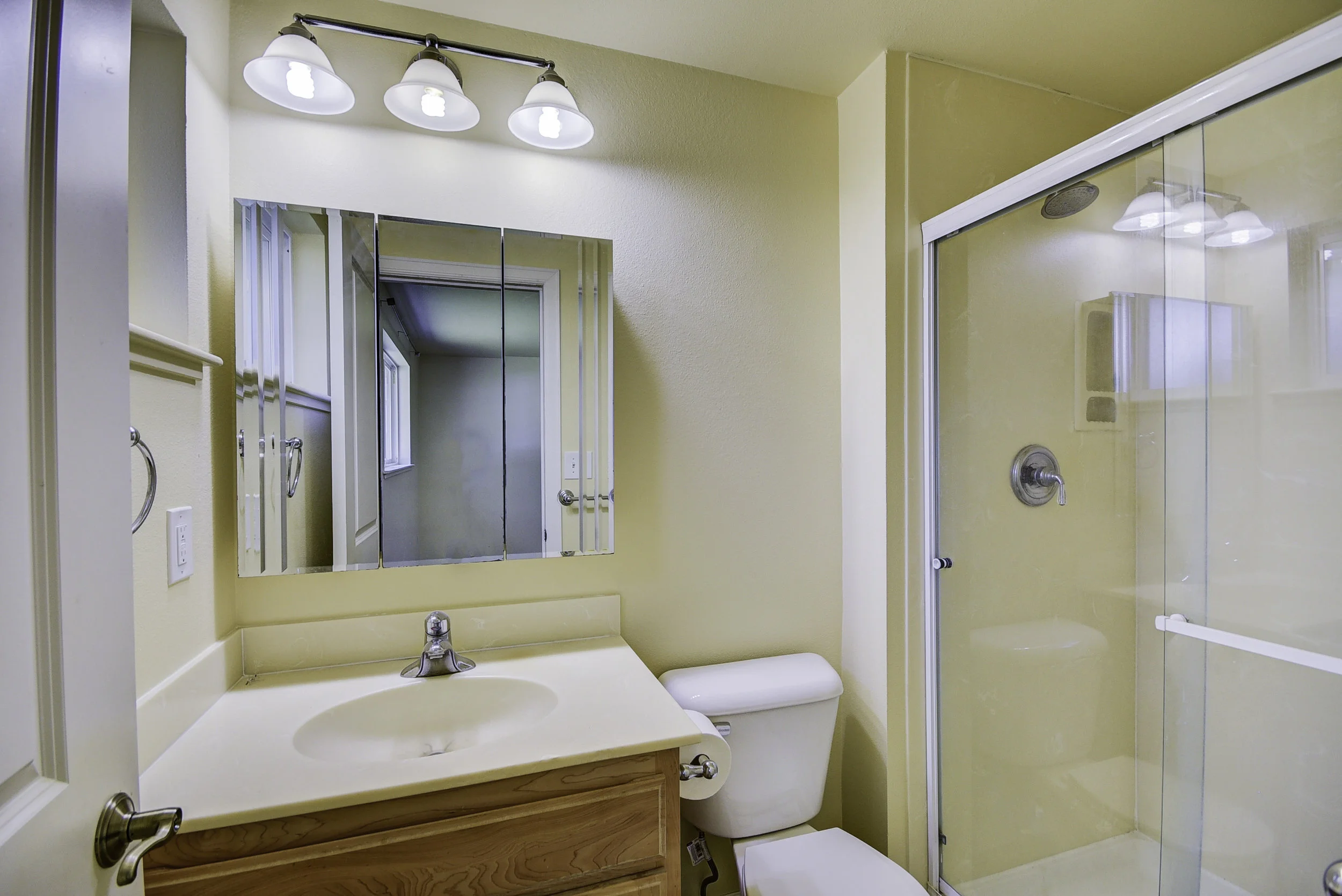 Master bath...fresh paint...new flooring...ready for your personal touch.