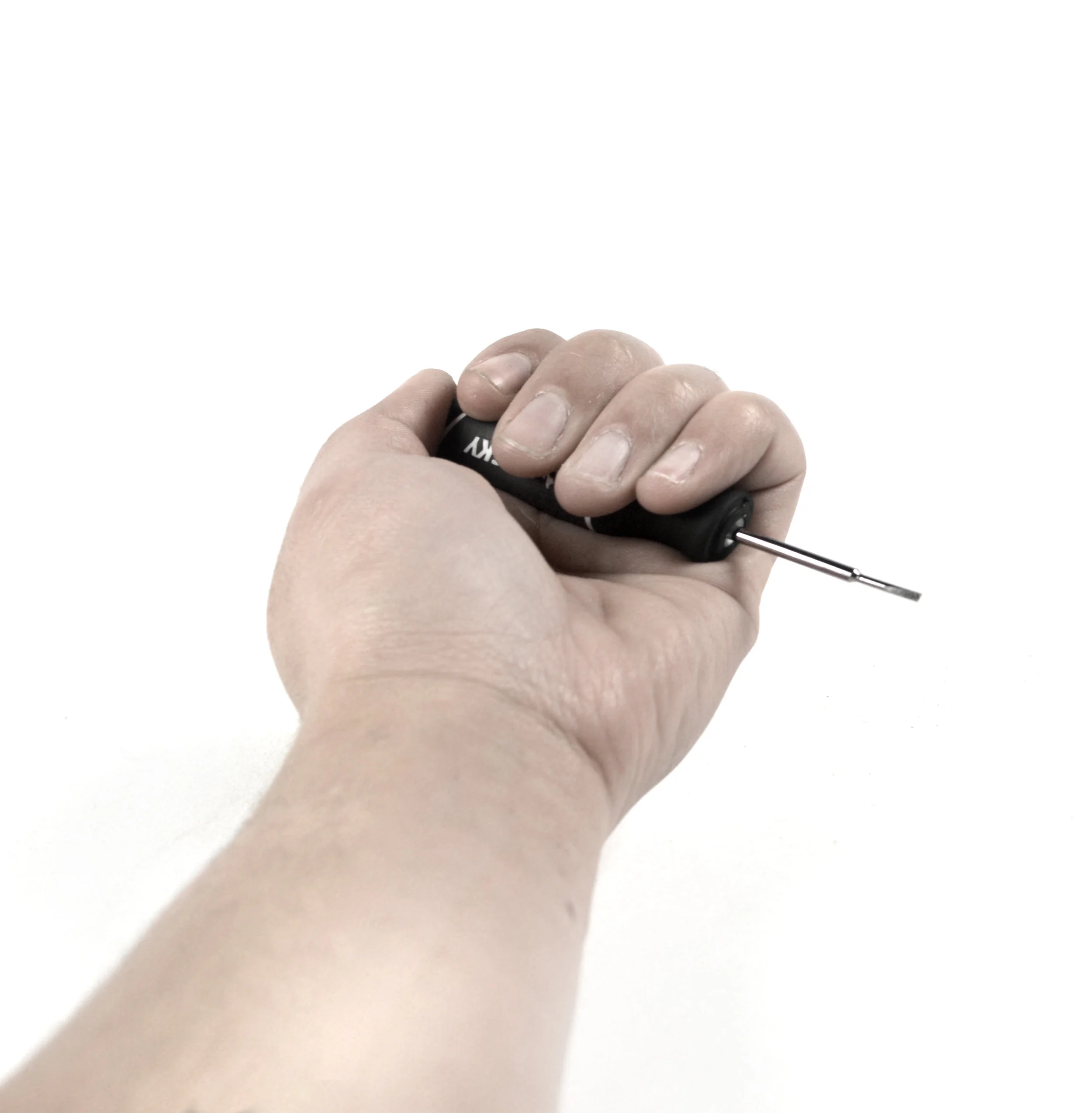 Hook Grip: by pulling the red or blue string, the fingers are able to curl, showing flexion, or straighten, showing extension.