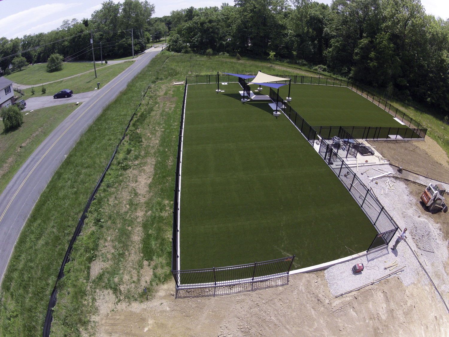 image of an aerial view of artificial grass installation