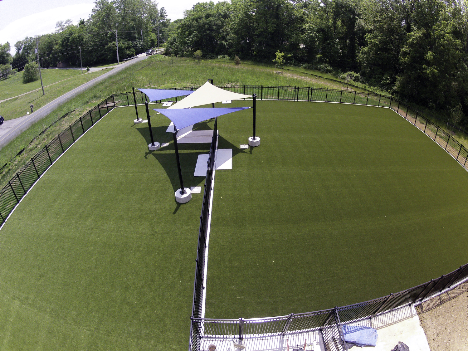 image of artificial grass installed for a dog park