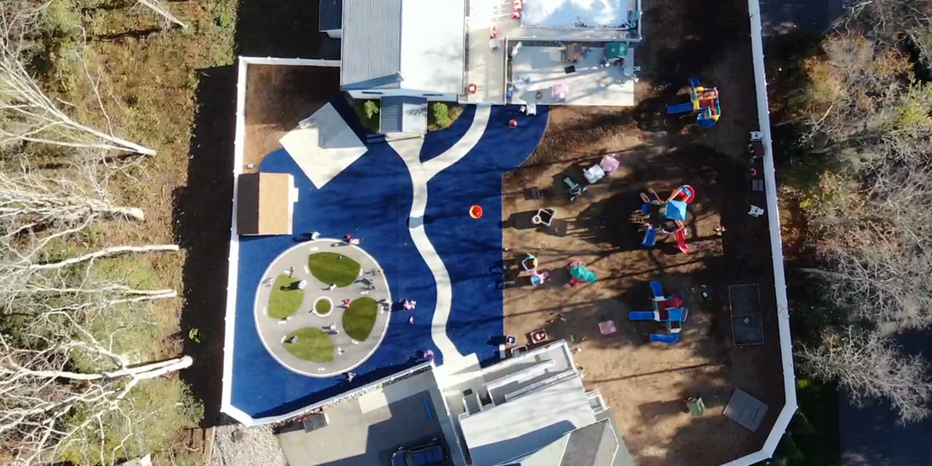 image of aerial view of artificial playground grass