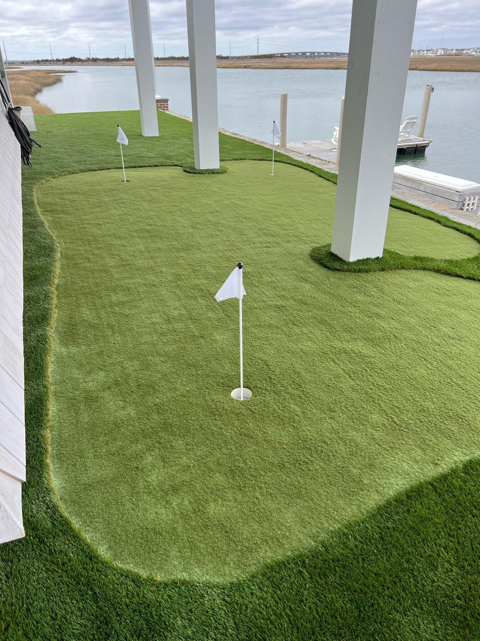 image of artificial golf grass at a home