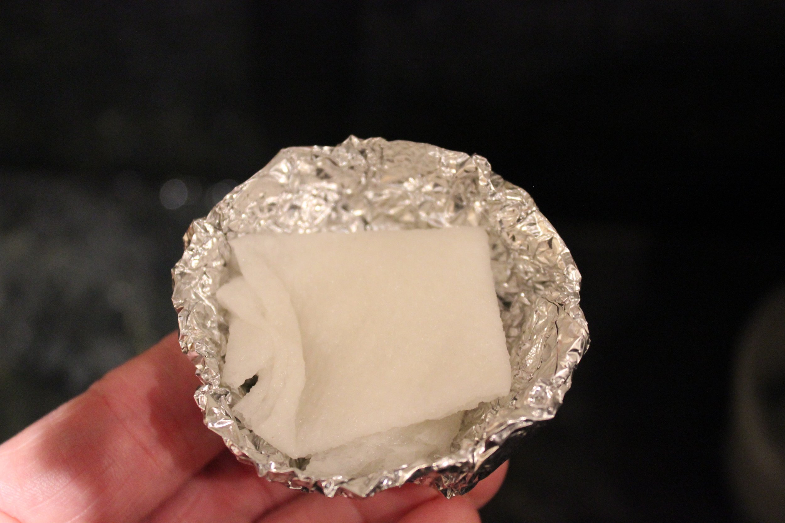 2 & 3. aluminum foil 'cup' 