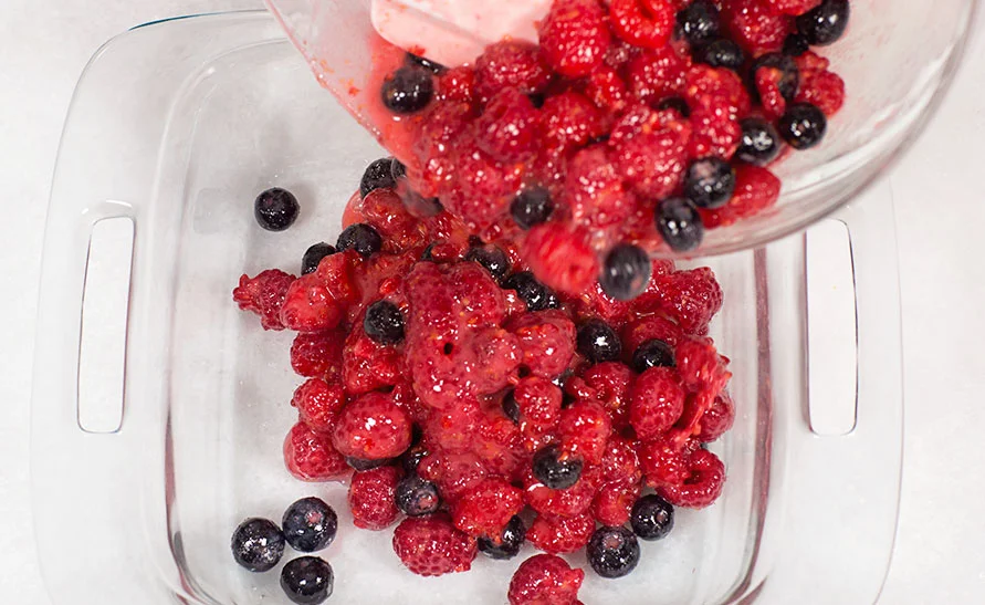 Transfer the berry mixture to the baking dish.