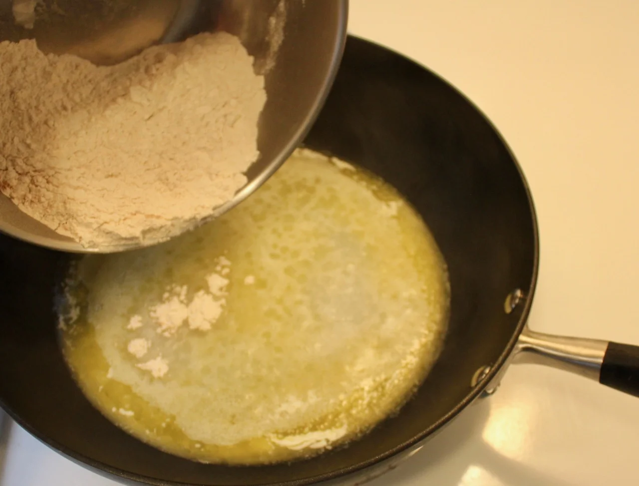 3) adding the flour mixture