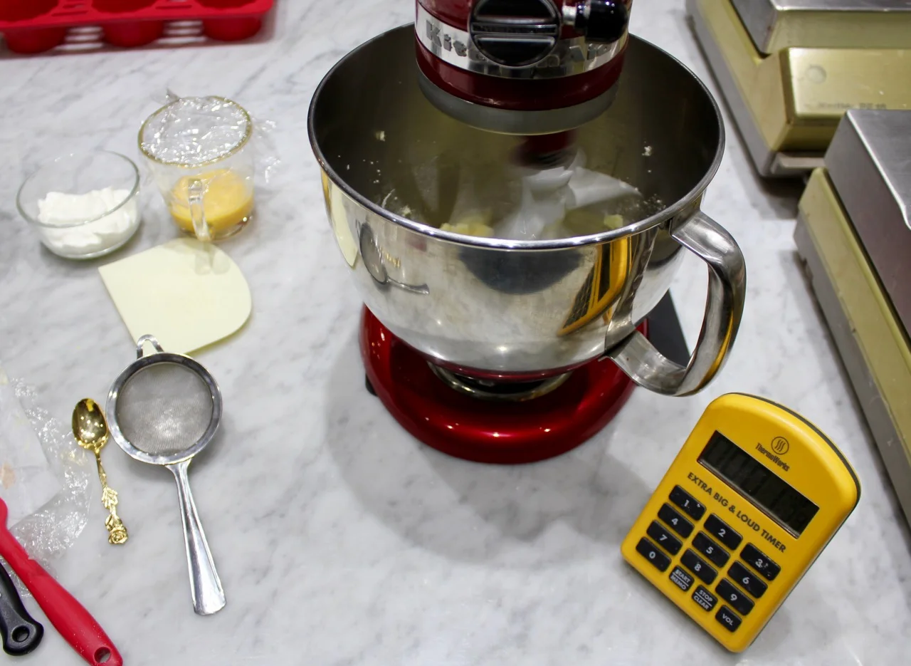 1) Mixing butter, sugar, and zest