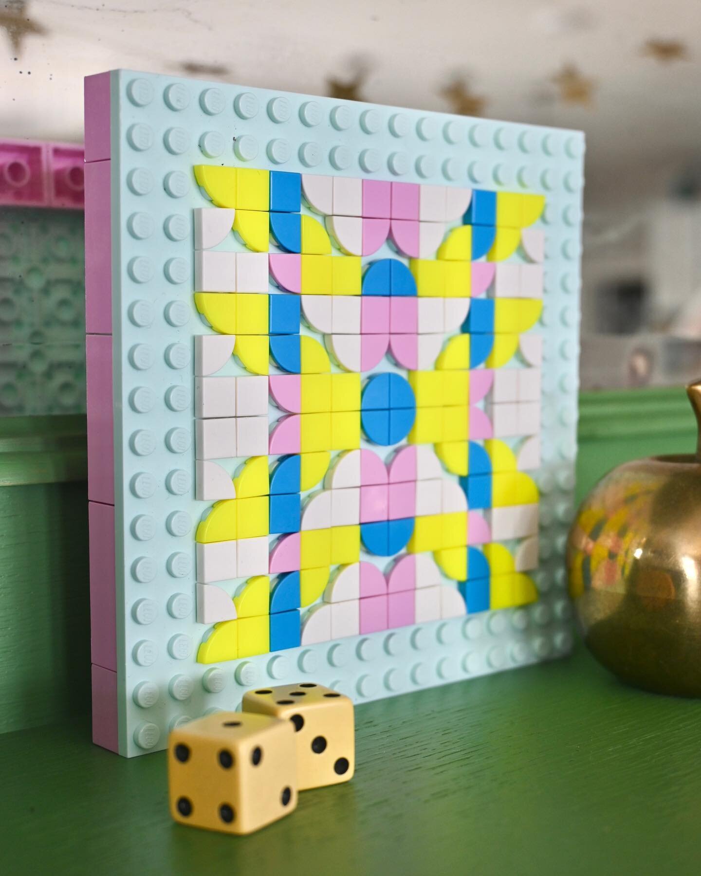 DOTTY MAY Quilty DOTS Art - This little @lego DOTS art piece was inspired by one of my new VIA quilt designs. It was a fun creative challenge to take an existing quilt design, but reinterpret the design with DOTS pieces. There are no triangle DOTS ti