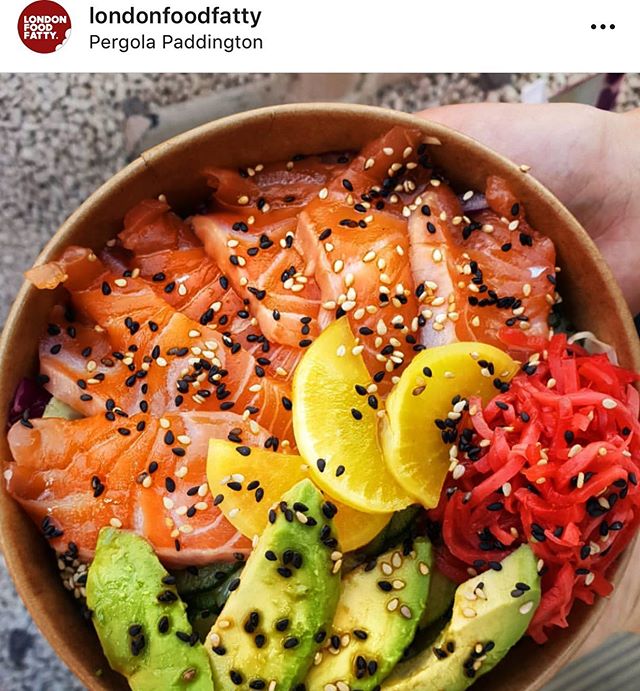 Had a visit this week from @londonfoodfatty ! They had the salmon avocado donburi! Come get it Wednesday - Sunday @pergolalondon Paddington or Saturday&rsquo;s @broadwaymarket 
#sushi #hackney #food #pergola #Paddington #donburi #japanesefood #japan 