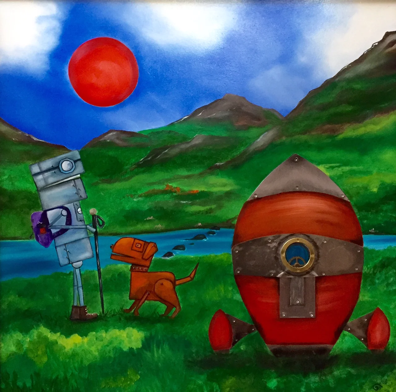 HONK AND RUSTY - HIKING THE MILKY WAY  24x24 SOLD