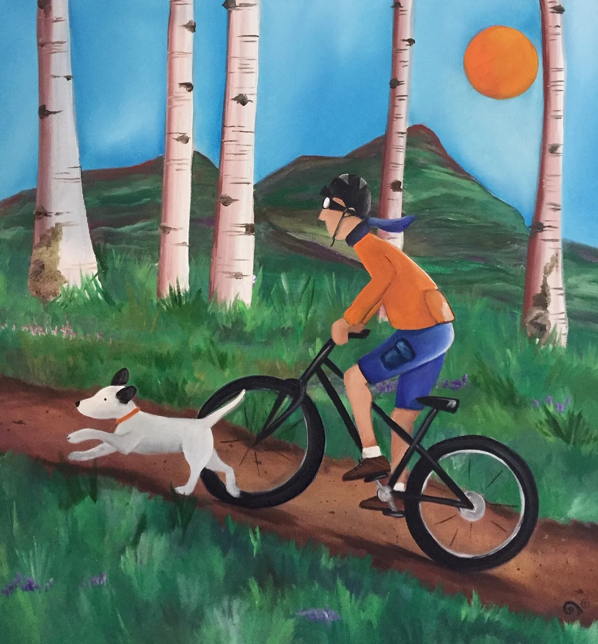 Signore Greve- Enjoying the Climb  18x18  Oil  SOLD