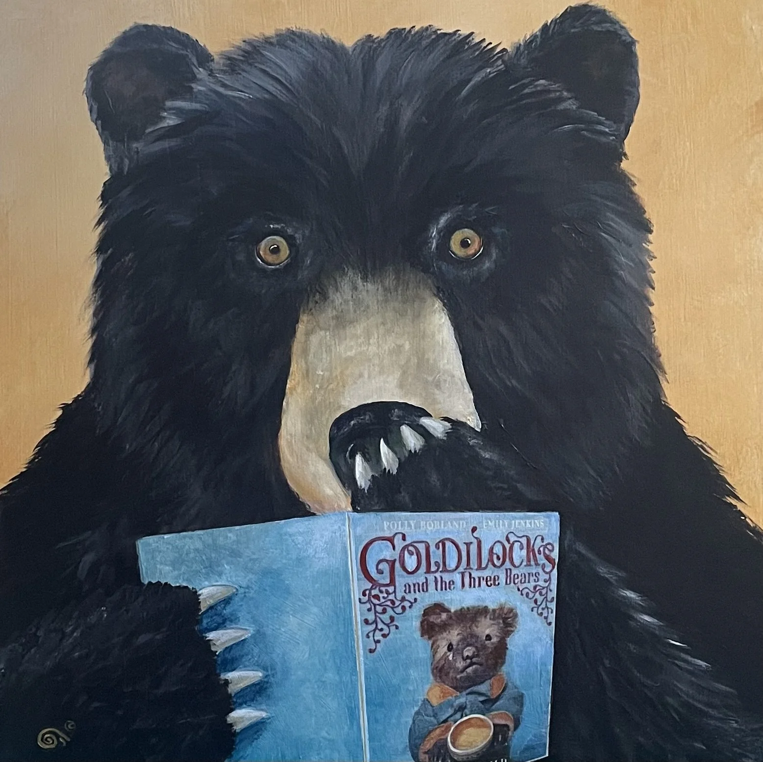 She Ate the Porridge?!  12x12  Multi Media on Wood Cradle  SOLD