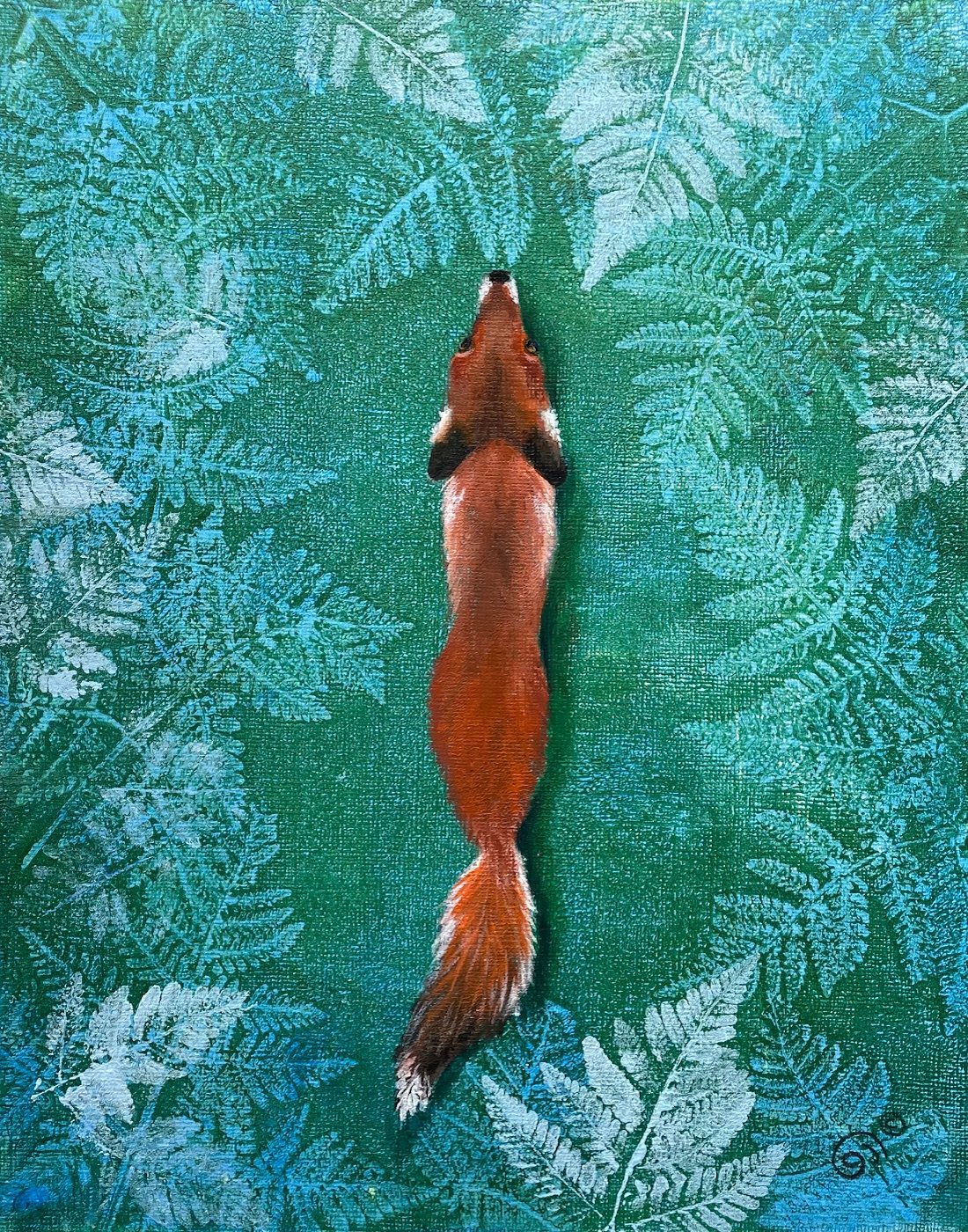 Fern Forest   8x11 Original Mono-print and Acrylic  SOLD