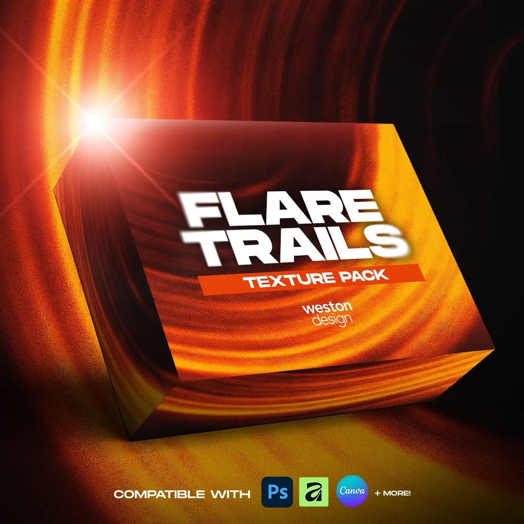 Flare Trails Texture Pack featuring dynamic light effects and graphic design overlays