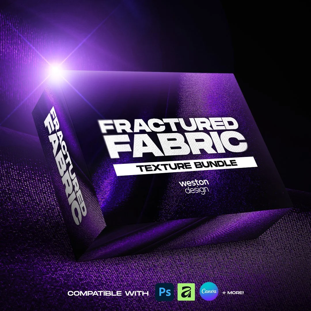 Fractured Fabric texture pack product cover featuring realistic torn fabric textures and layered textile effects.