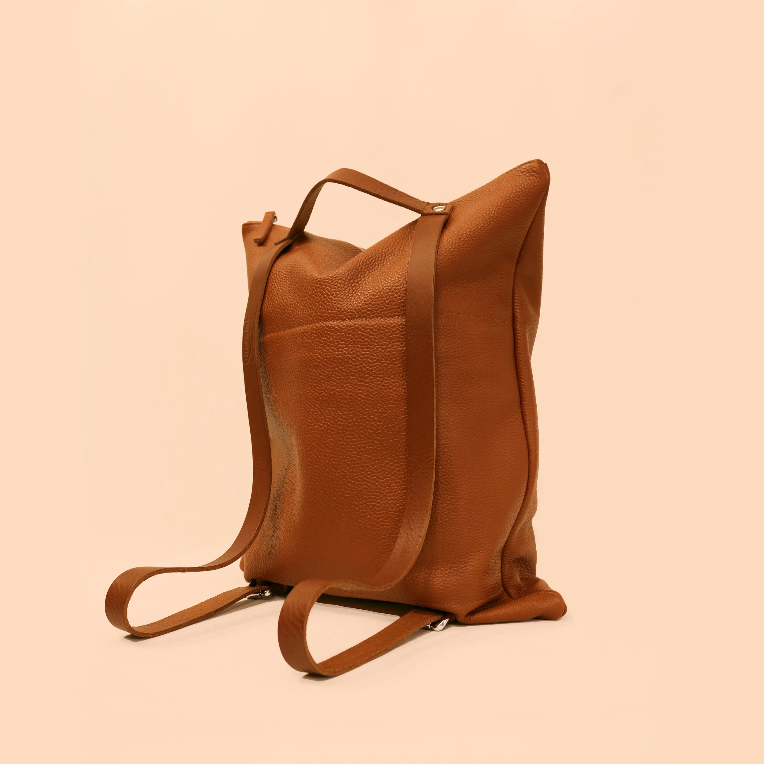 leather backpack cognac