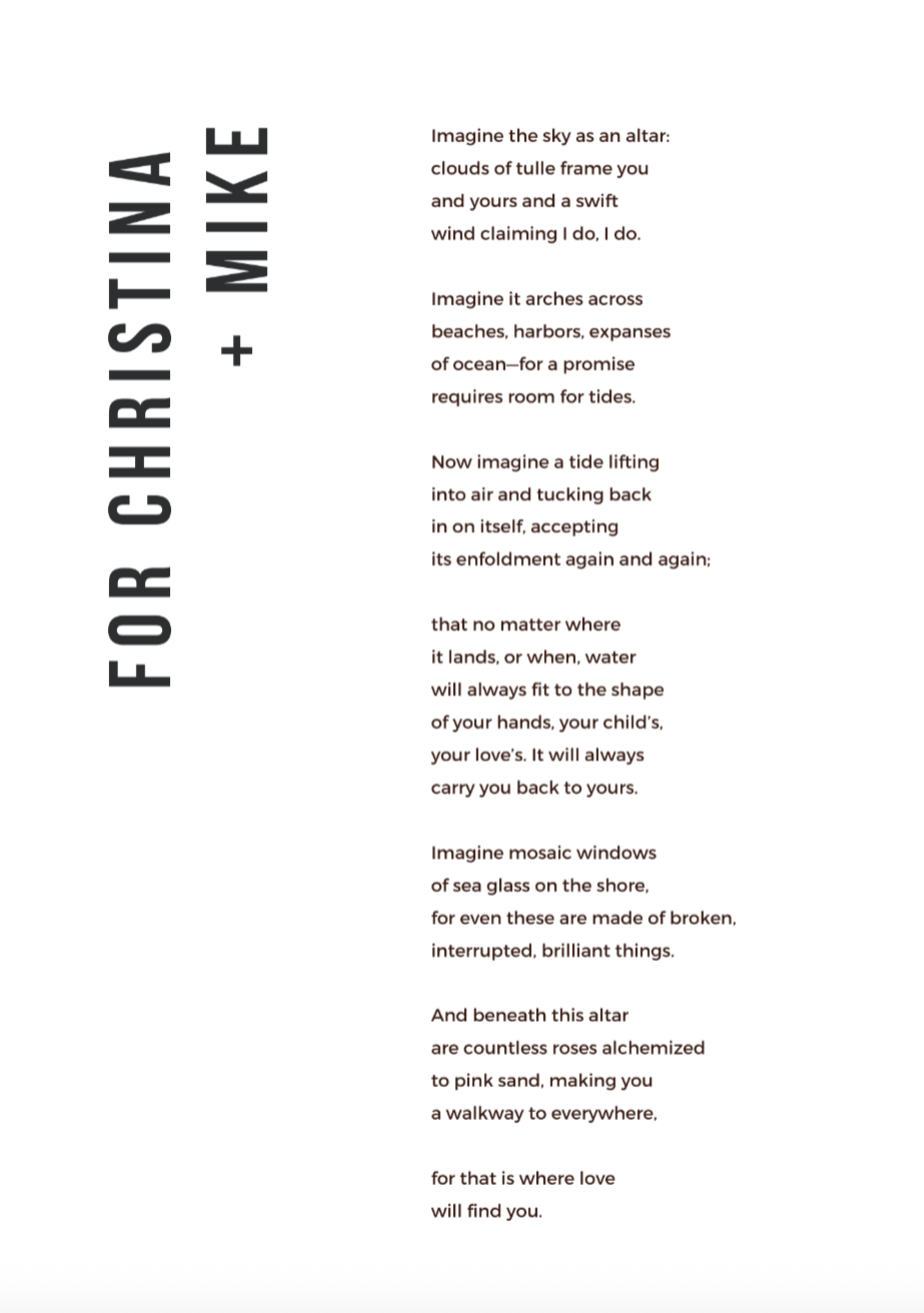 An example of a poem commissioned as a wedding gift.